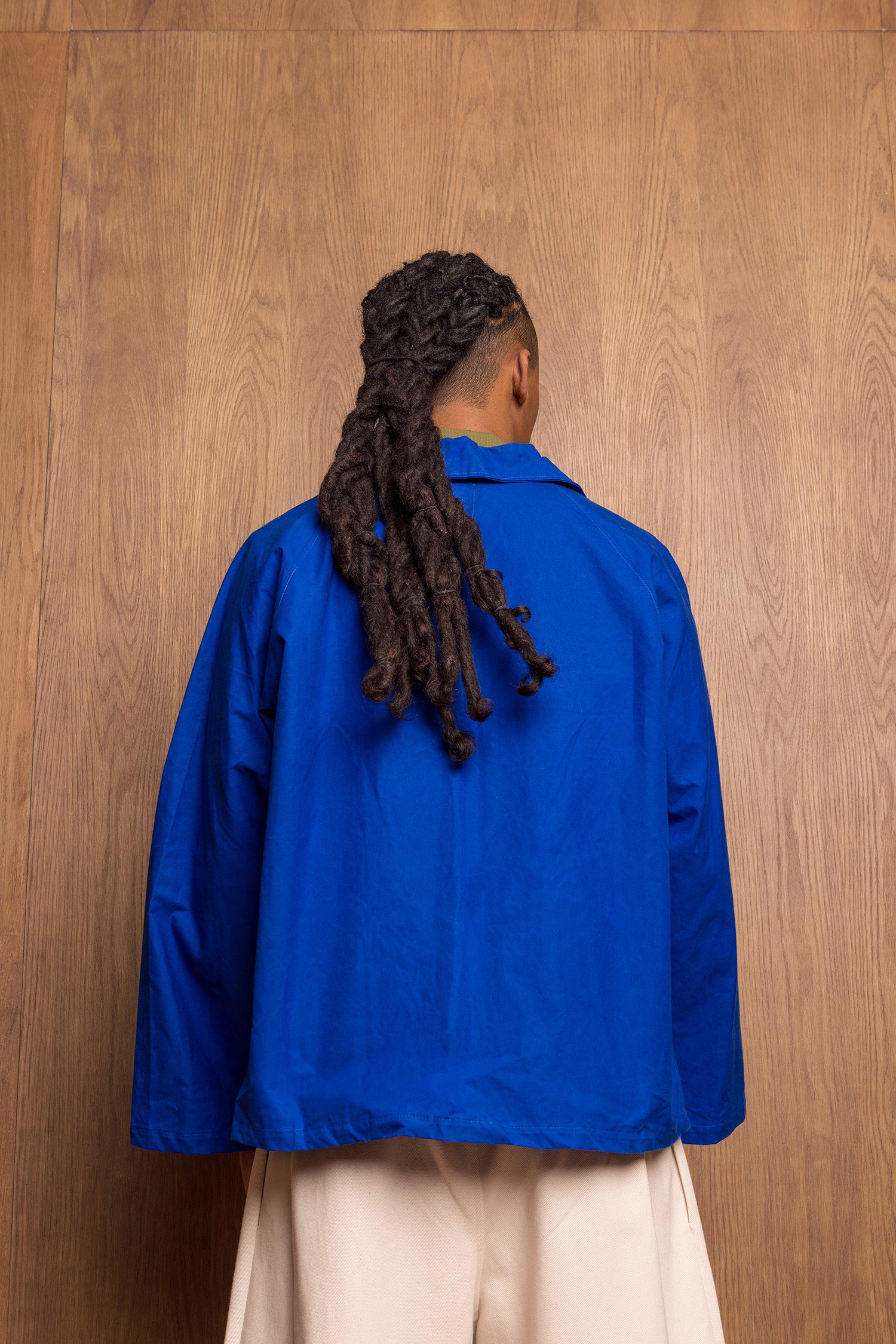 Aika Jacket Short in Blue Oilskin
