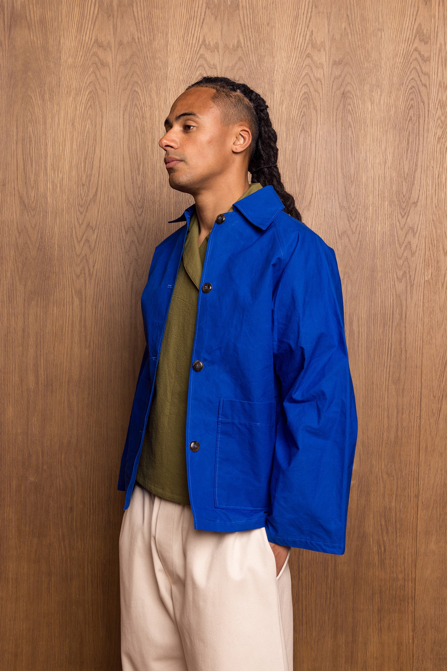 Aika Jacket Short in Blue Oilskin