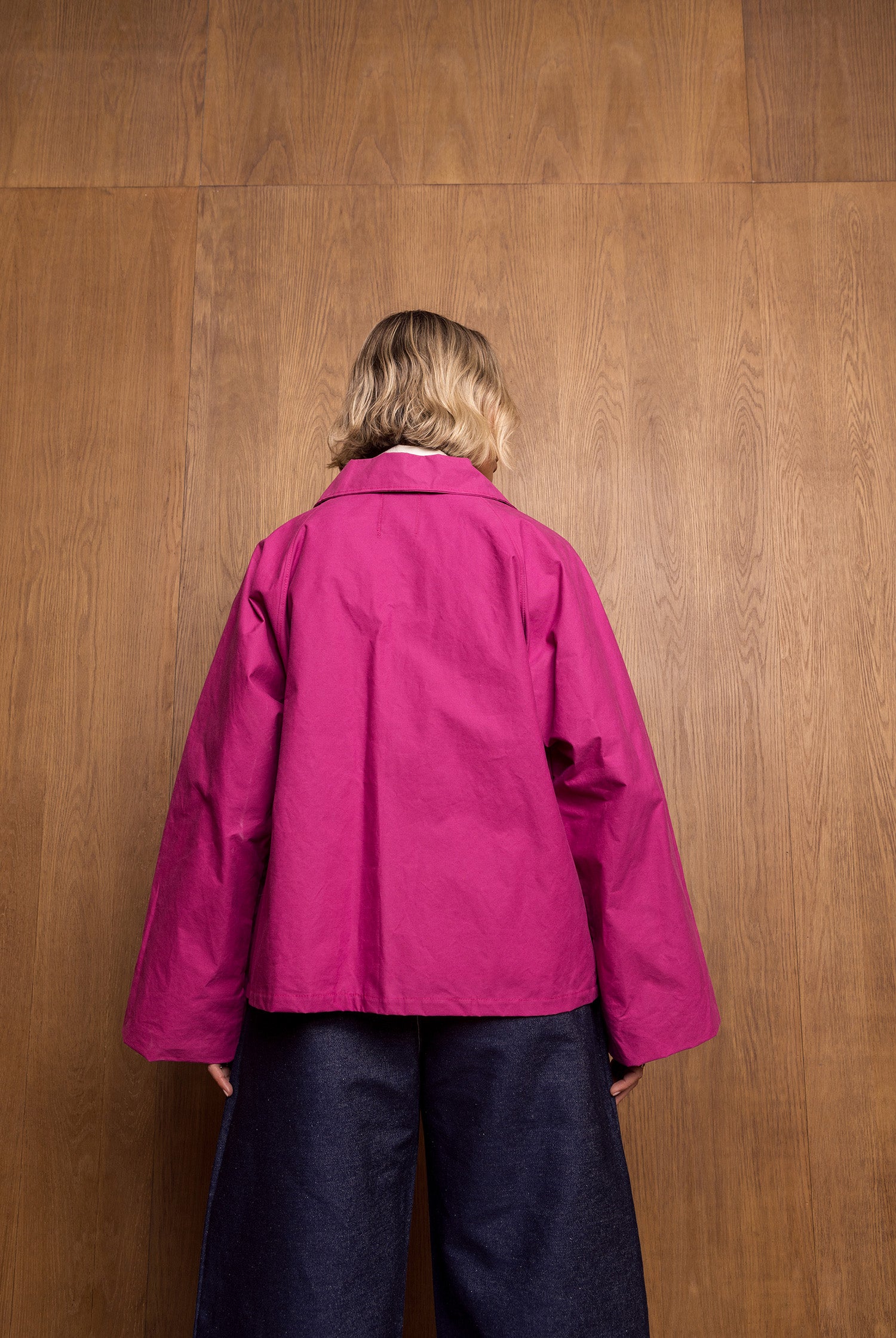 Aika Jacket Short in Pink Oilskin