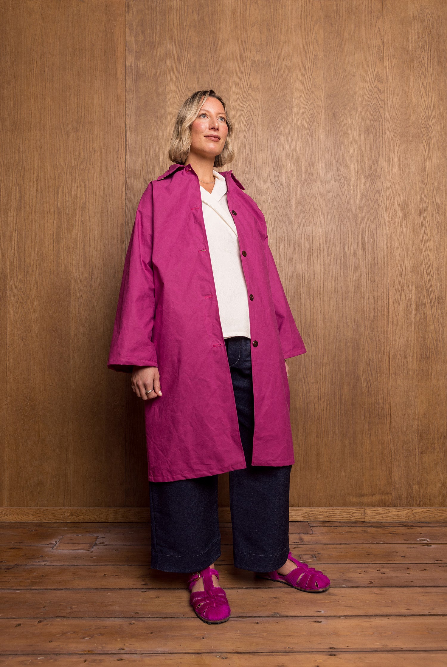 Aika Jacket Long in Pink Oilskin