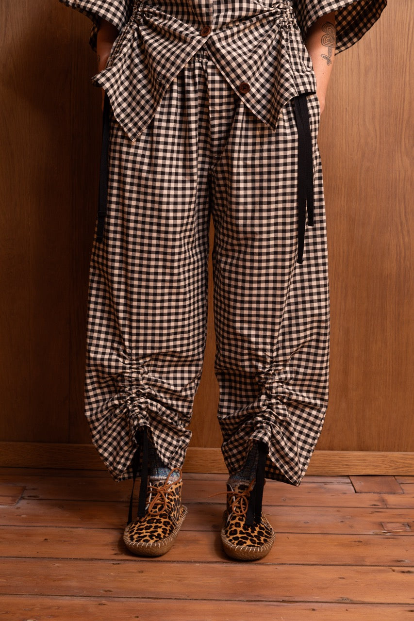 Gingham Kinchaku Pants