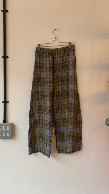 EMIKO ARCHIVE - Sana Pants in Lilac/Green Tartan (XS)