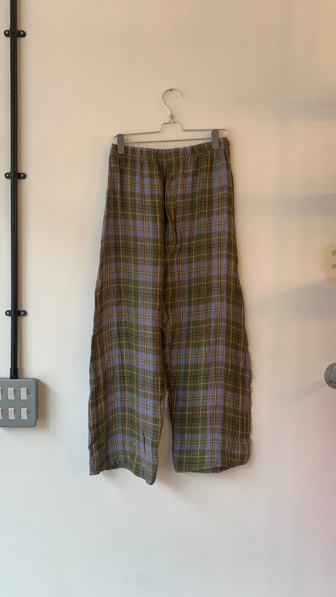 EMIKO ARCHIVE - Sana Pants in Lilac/Green Tartan (XS)