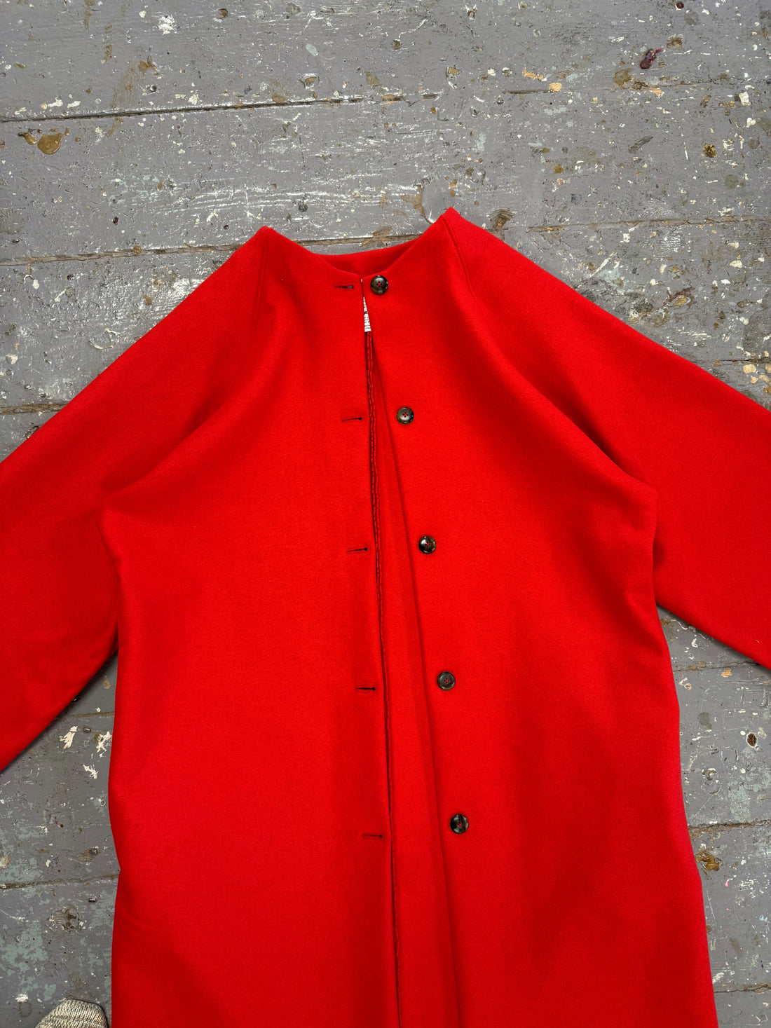 Limited Edition Long Raglan Jacket in Deadstock Red (S-M)