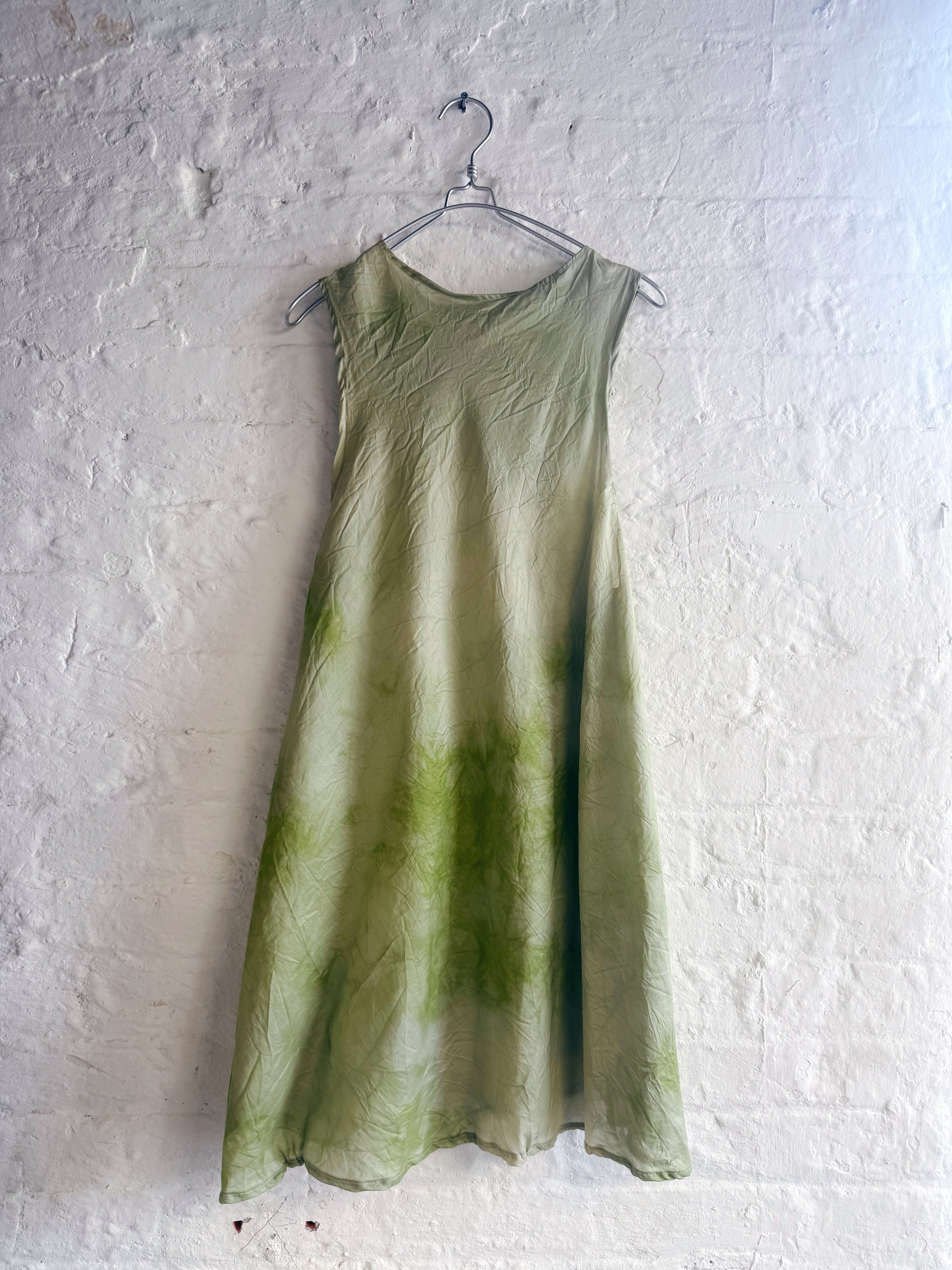 Green Sheer Sleeveless Dress With Slip