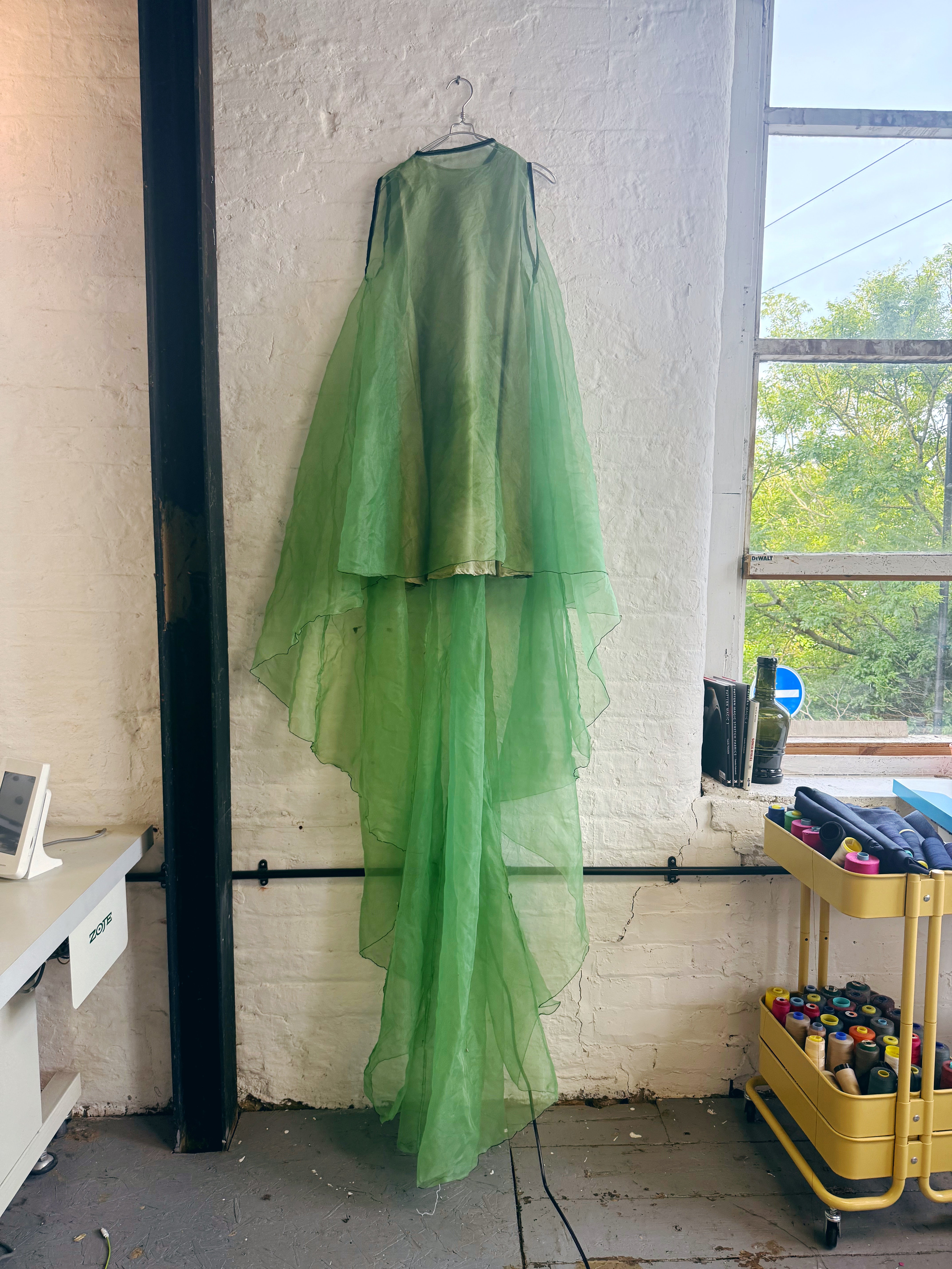 Green Sheer Sleeveless Dress With Slip