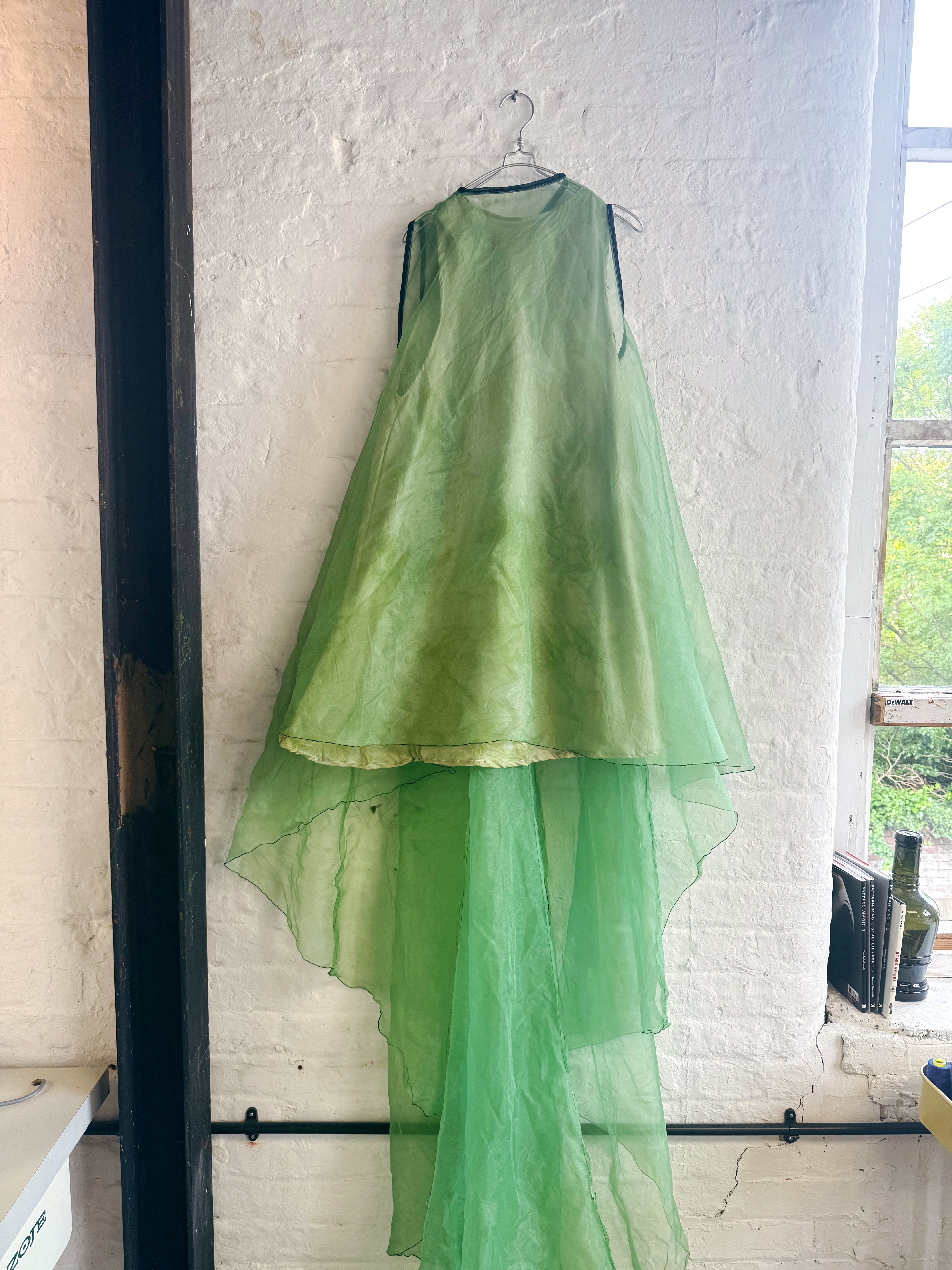 Green Sheer Sleeveless Dress With Slip
