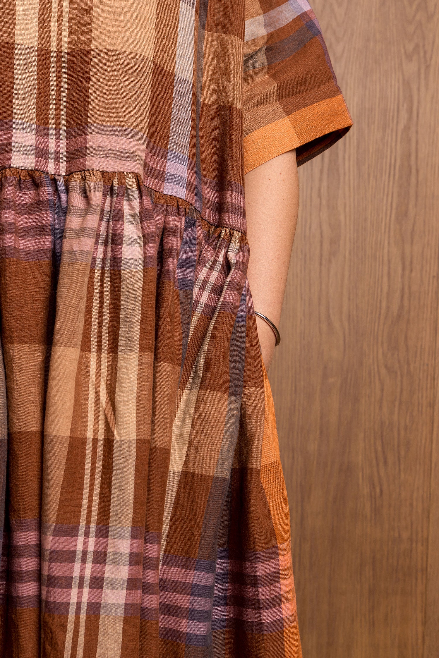 Hatsu Dress in Brown Check