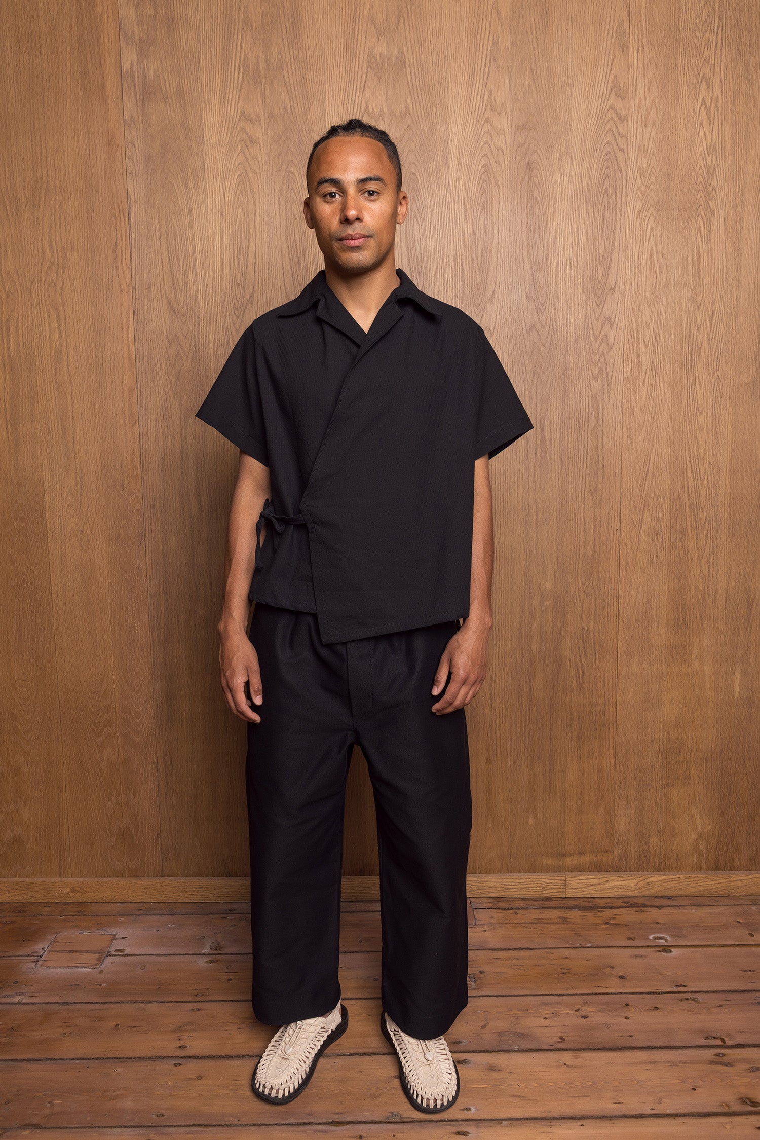 Nori Eri Shirt in Black Seersucker