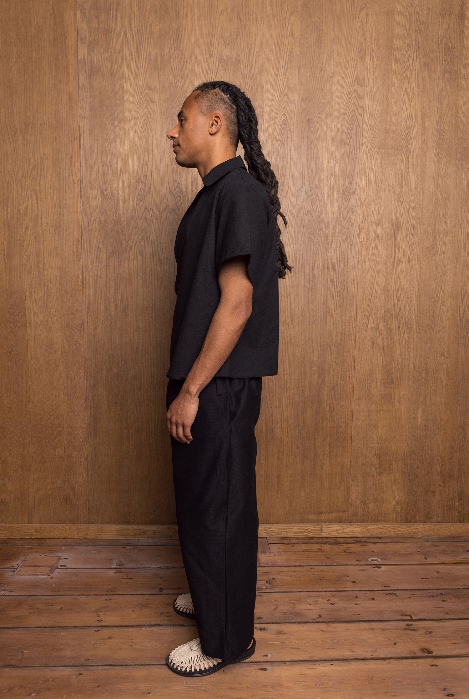 Nori Eri Shirt in Black Seersucker