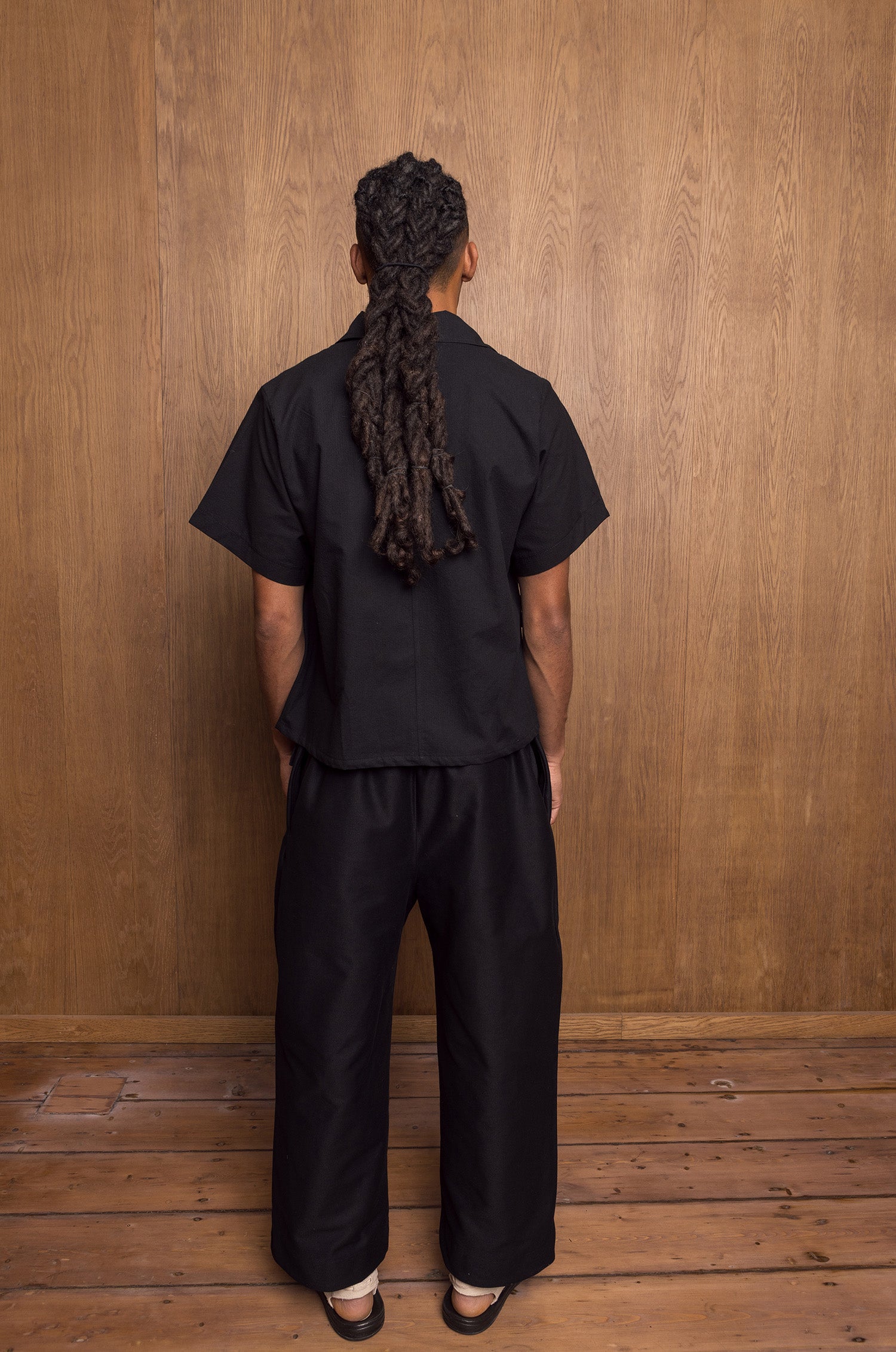 Nori Eri Shirt in Black Seersucker