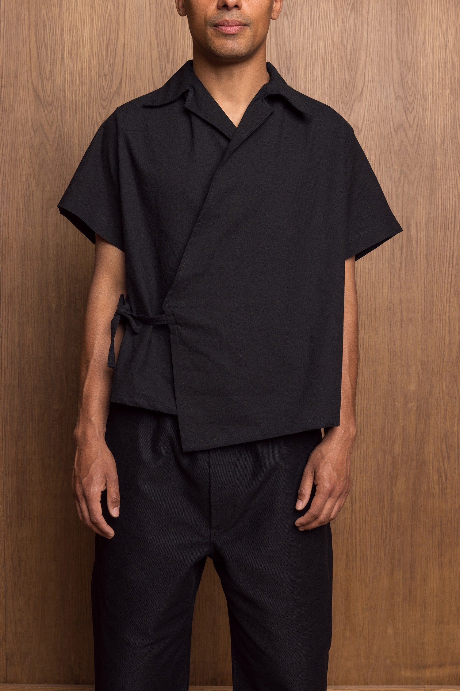 Nori Eri Shirt in Black Seersucker