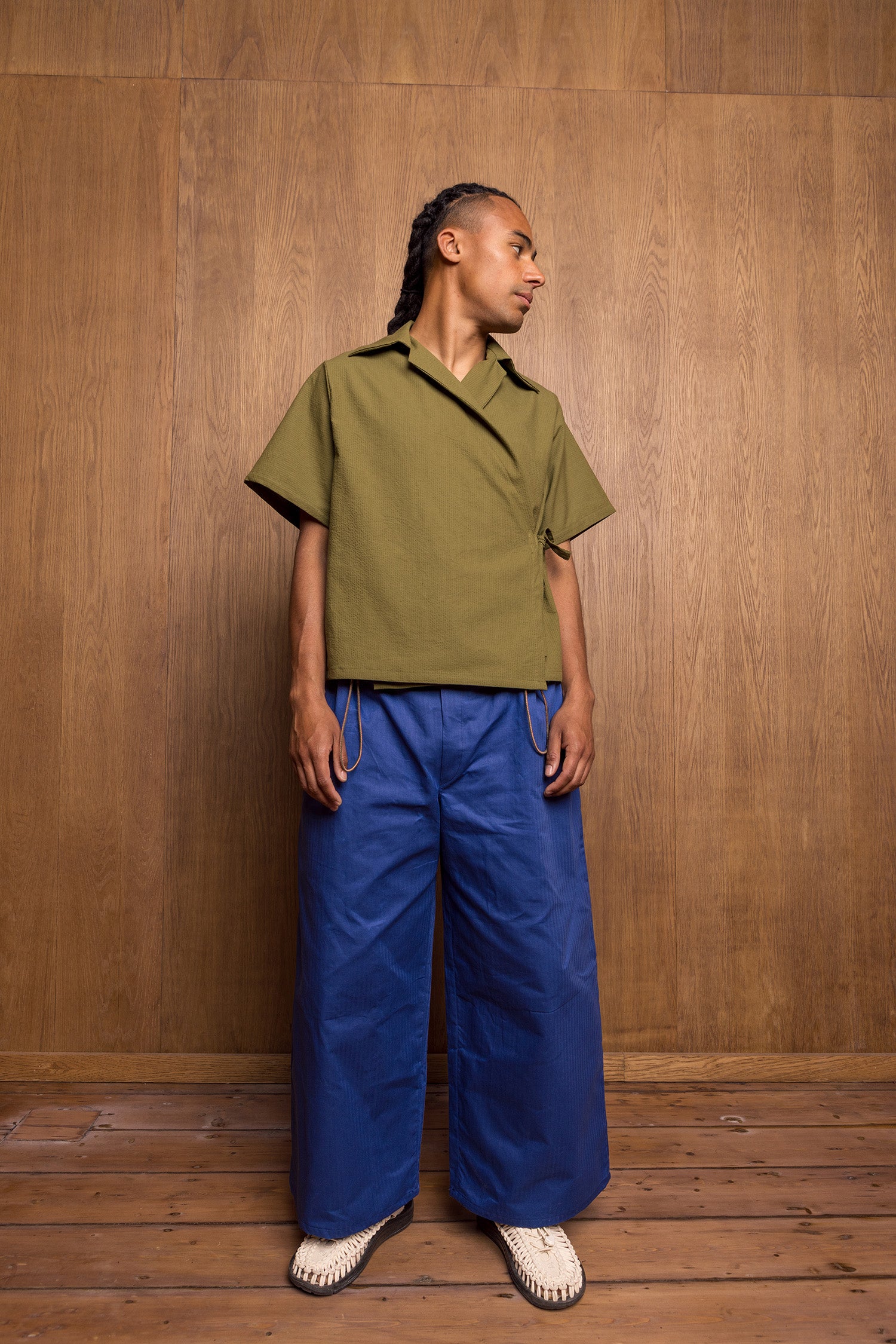 Nori Eri Shirt in Green Seersucker