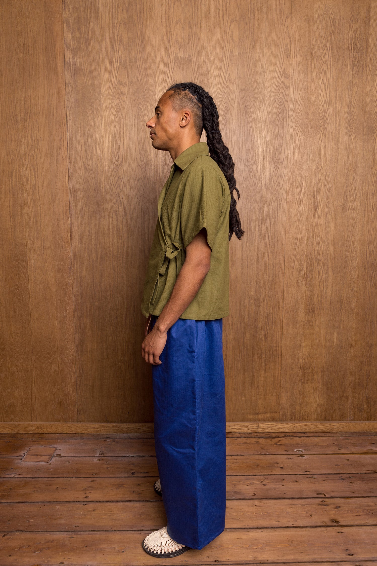Nori Eri Shirt in Green Seersucker