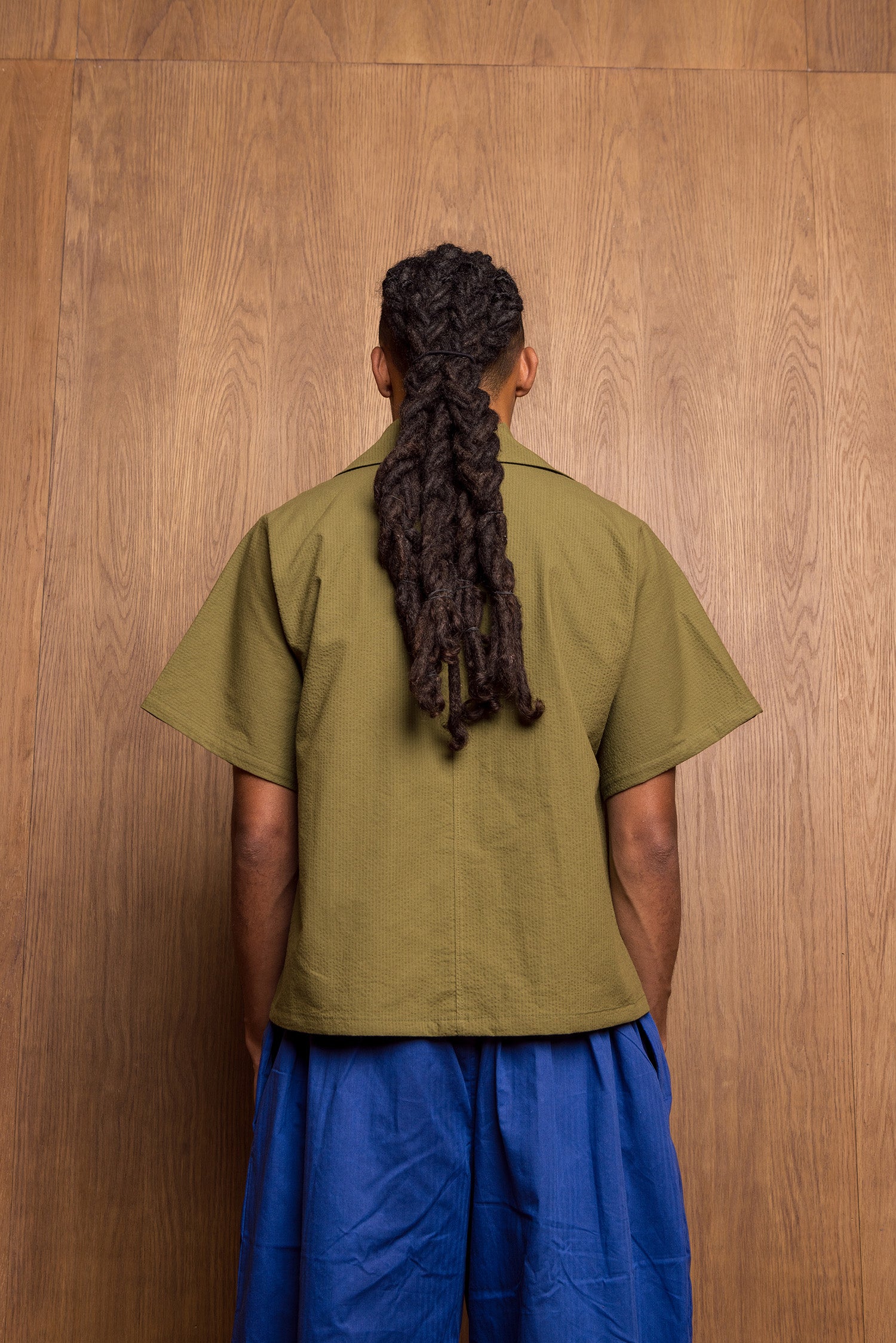 Nori Eri Shirt in Green Seersucker