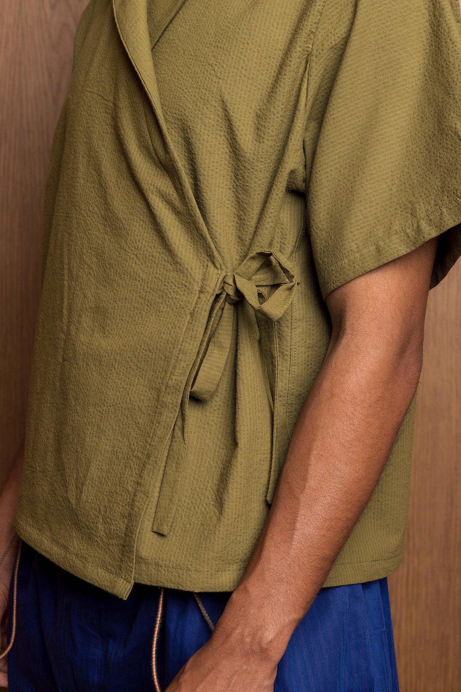 Nori Eri Shirt in Green Seersucker