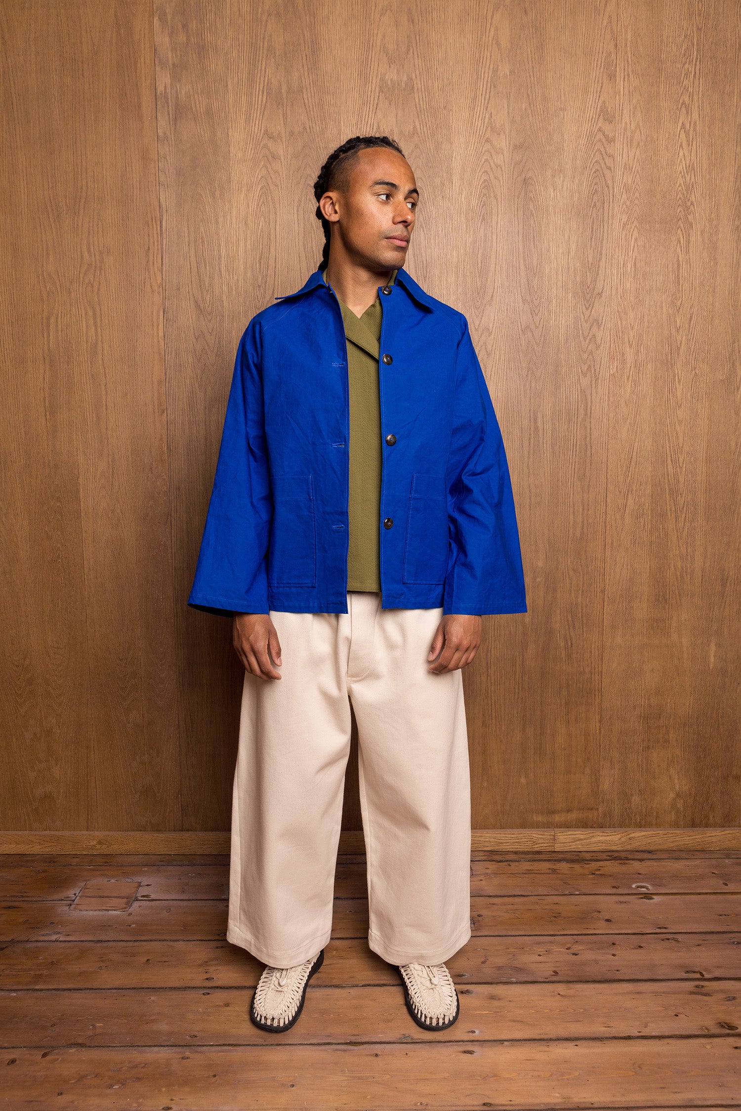 Aika Jacket Short in Blue Oilskin