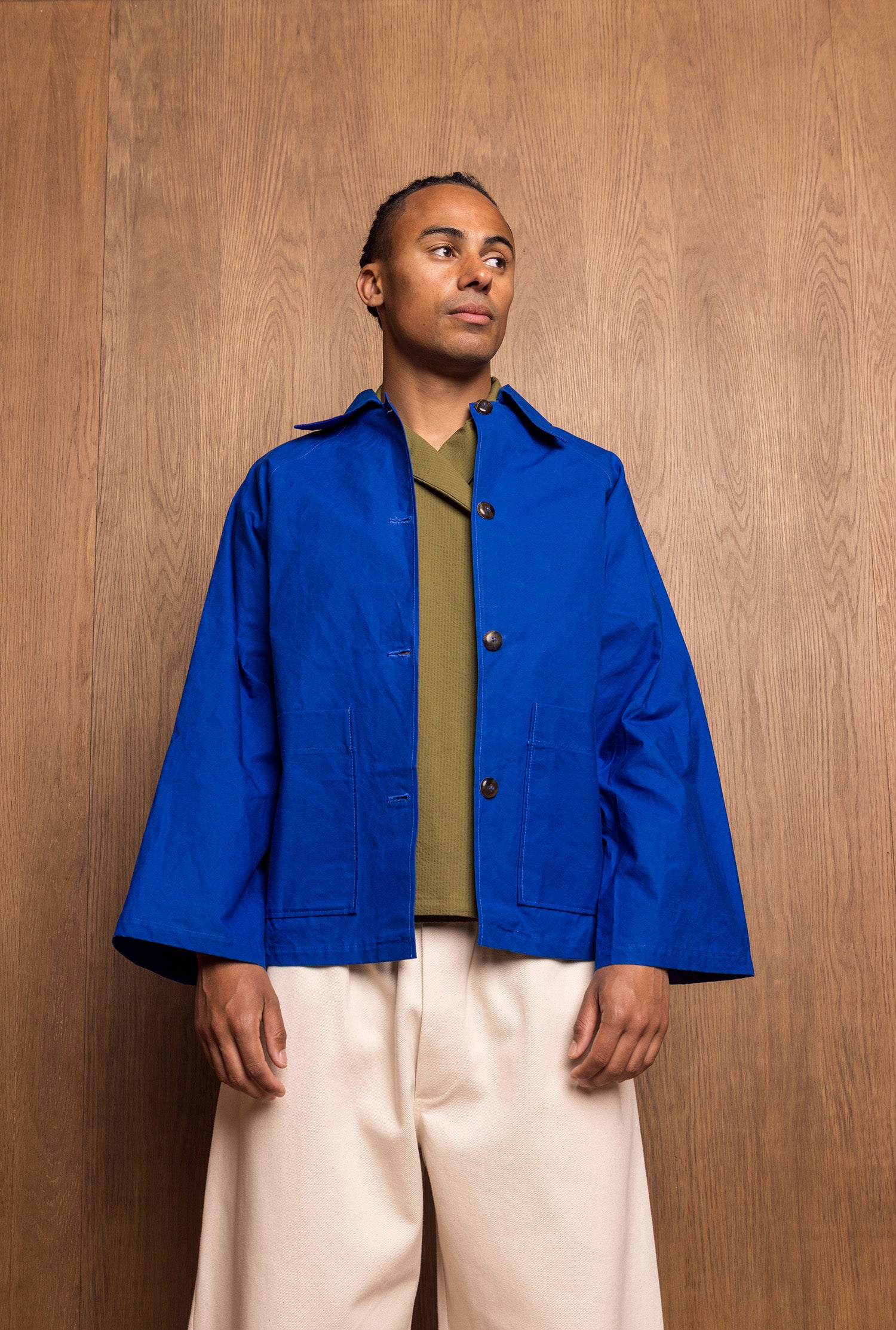 Aika Jacket Short in Blue Oilskin