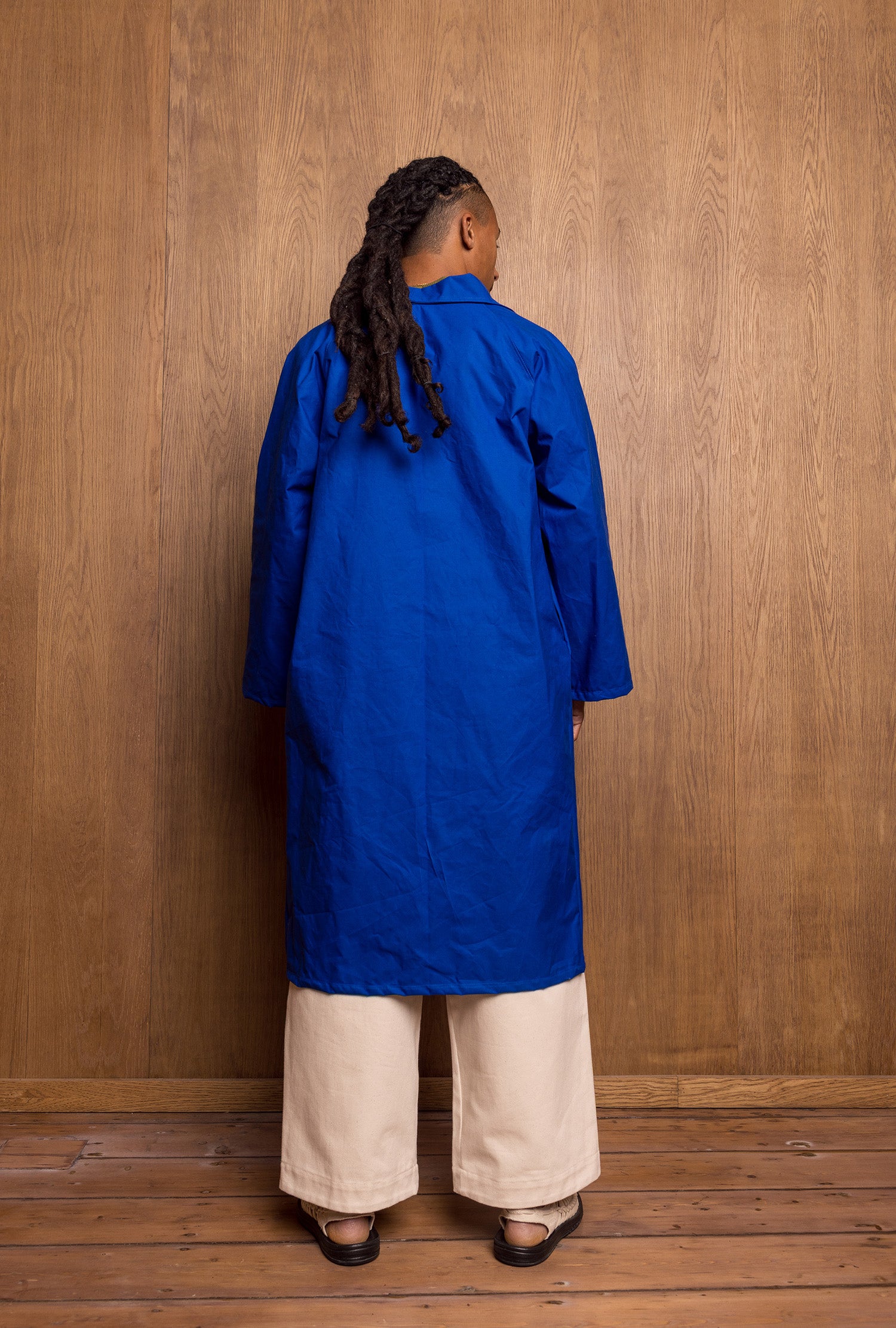 Aika Jacket Long in Blue Oilskin