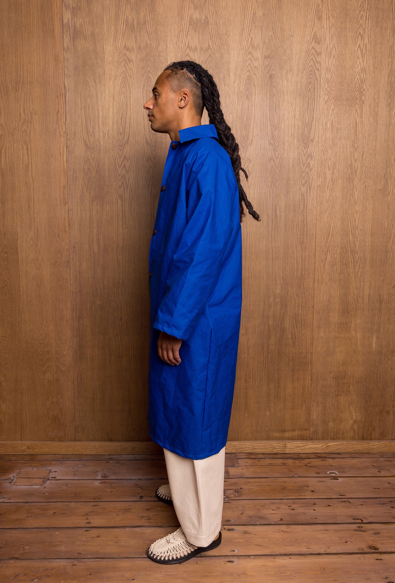 Aika Jacket Long in Blue Oilskin