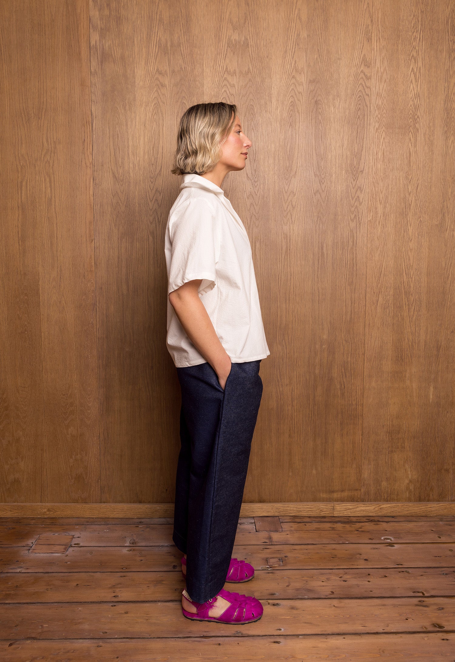 Nori Eri Shirt in off-White Seersucker