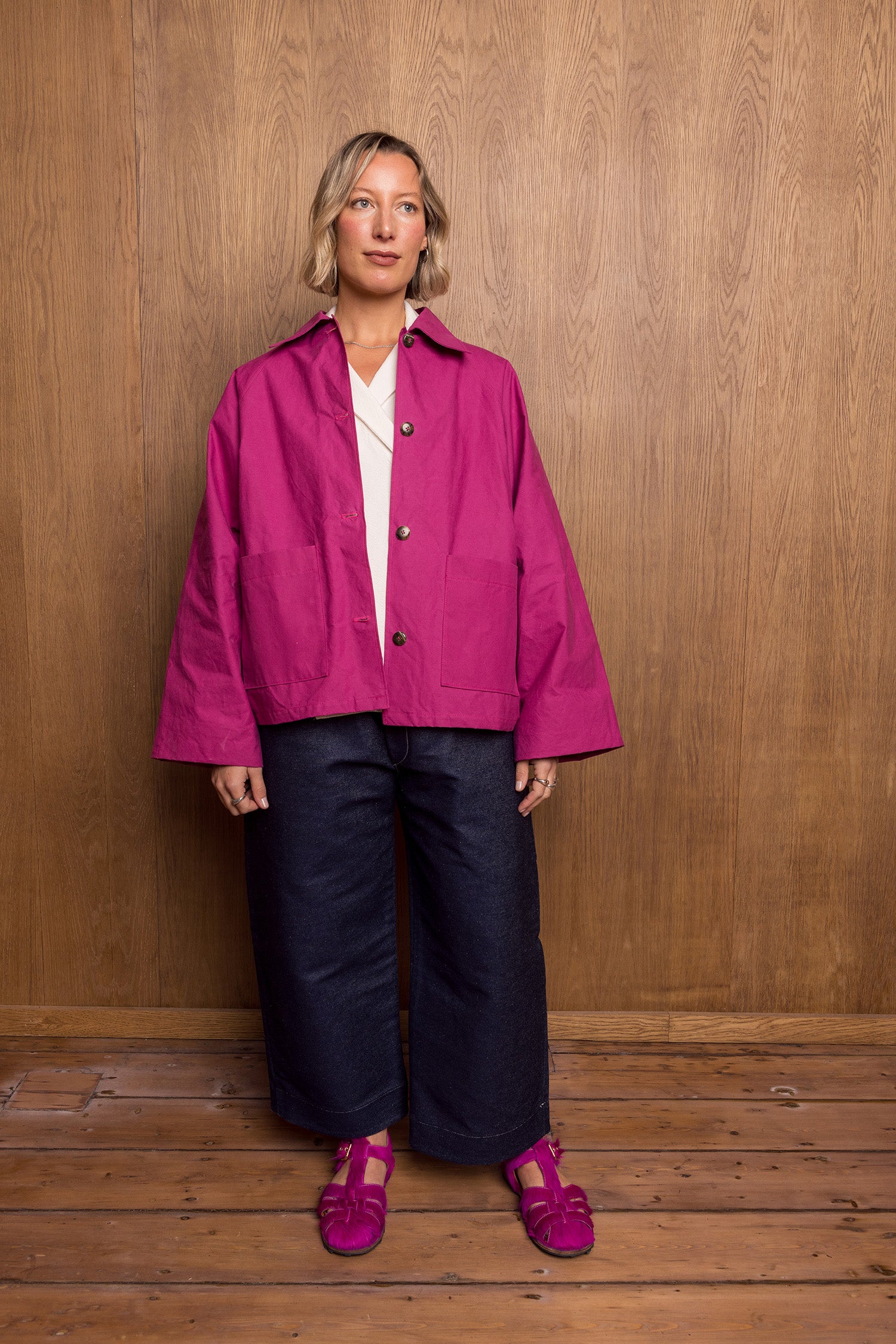 Aika Jacket Short in Pink Oilskin