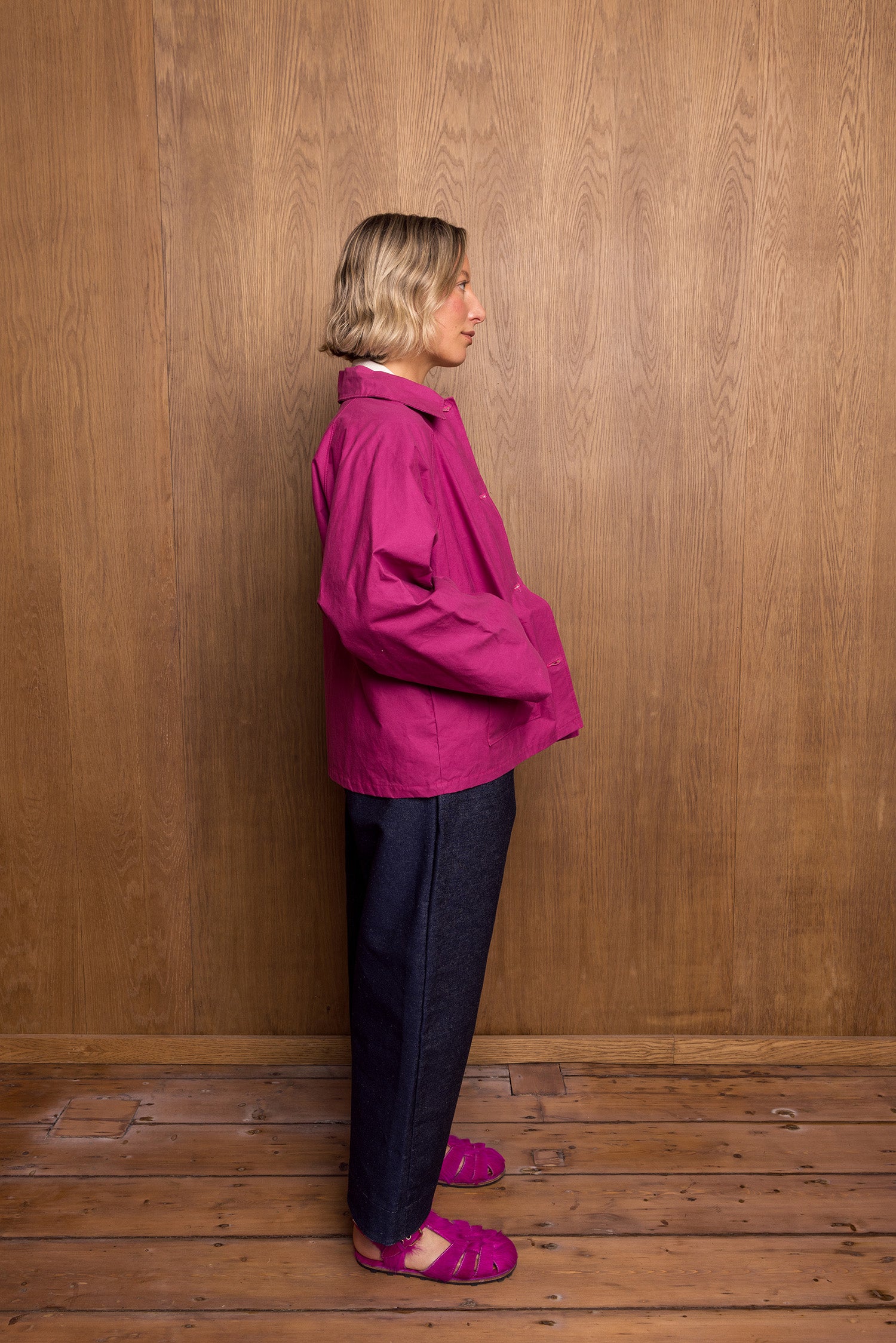 Aika Jacket Short in Pink Oilskin