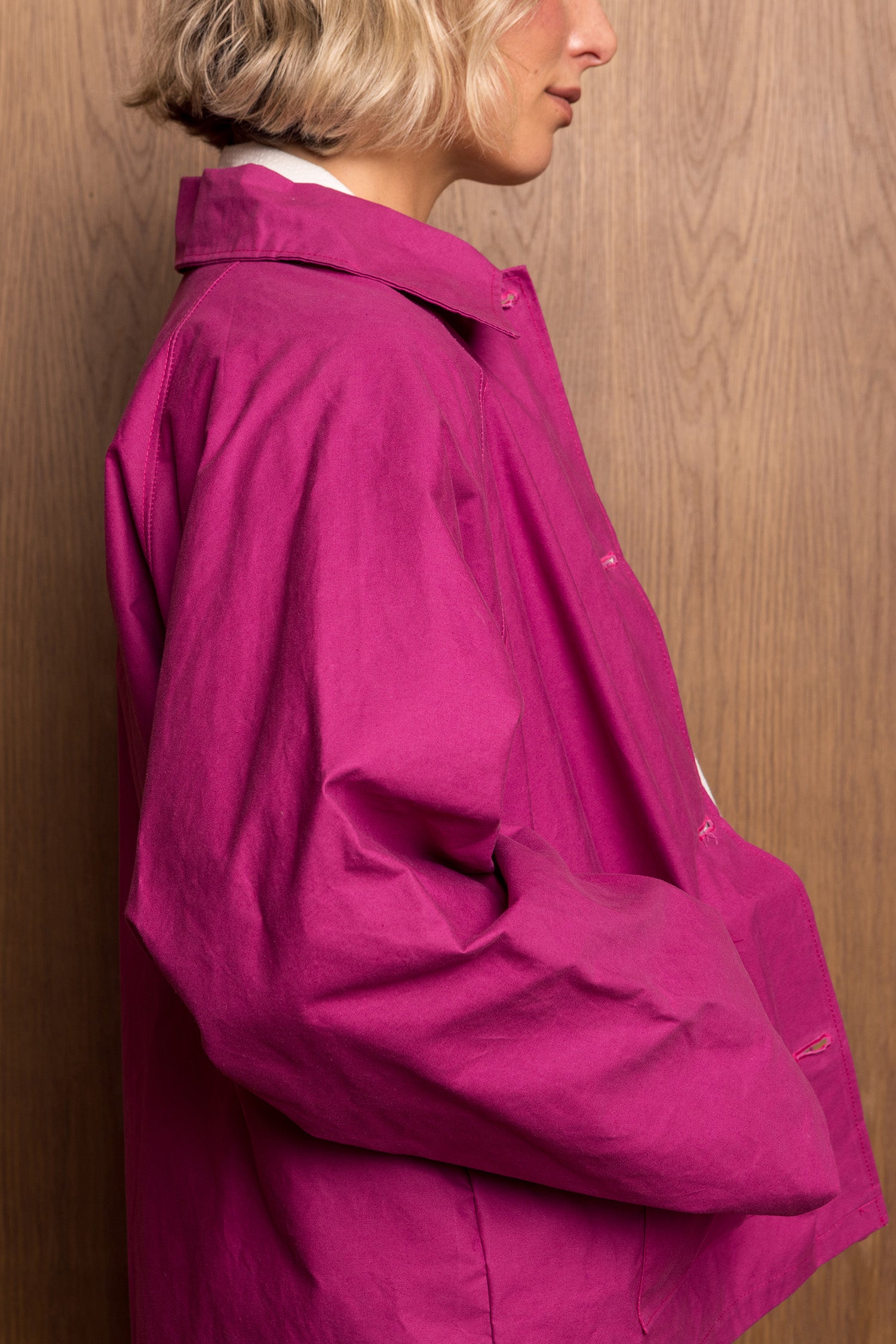 Aika Jacket Short in Pink Oilskin