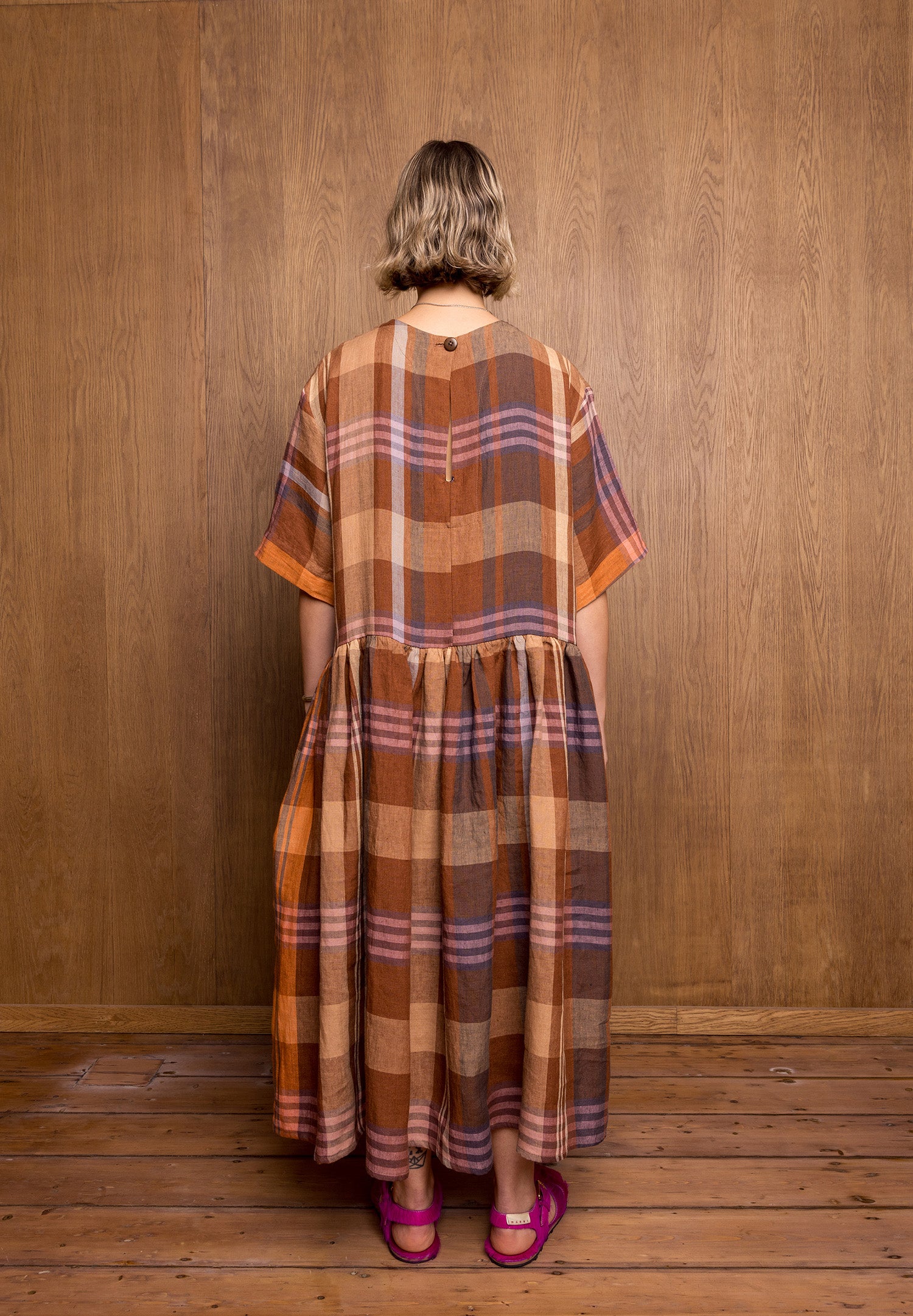 Hatsu Dress in Brown Check