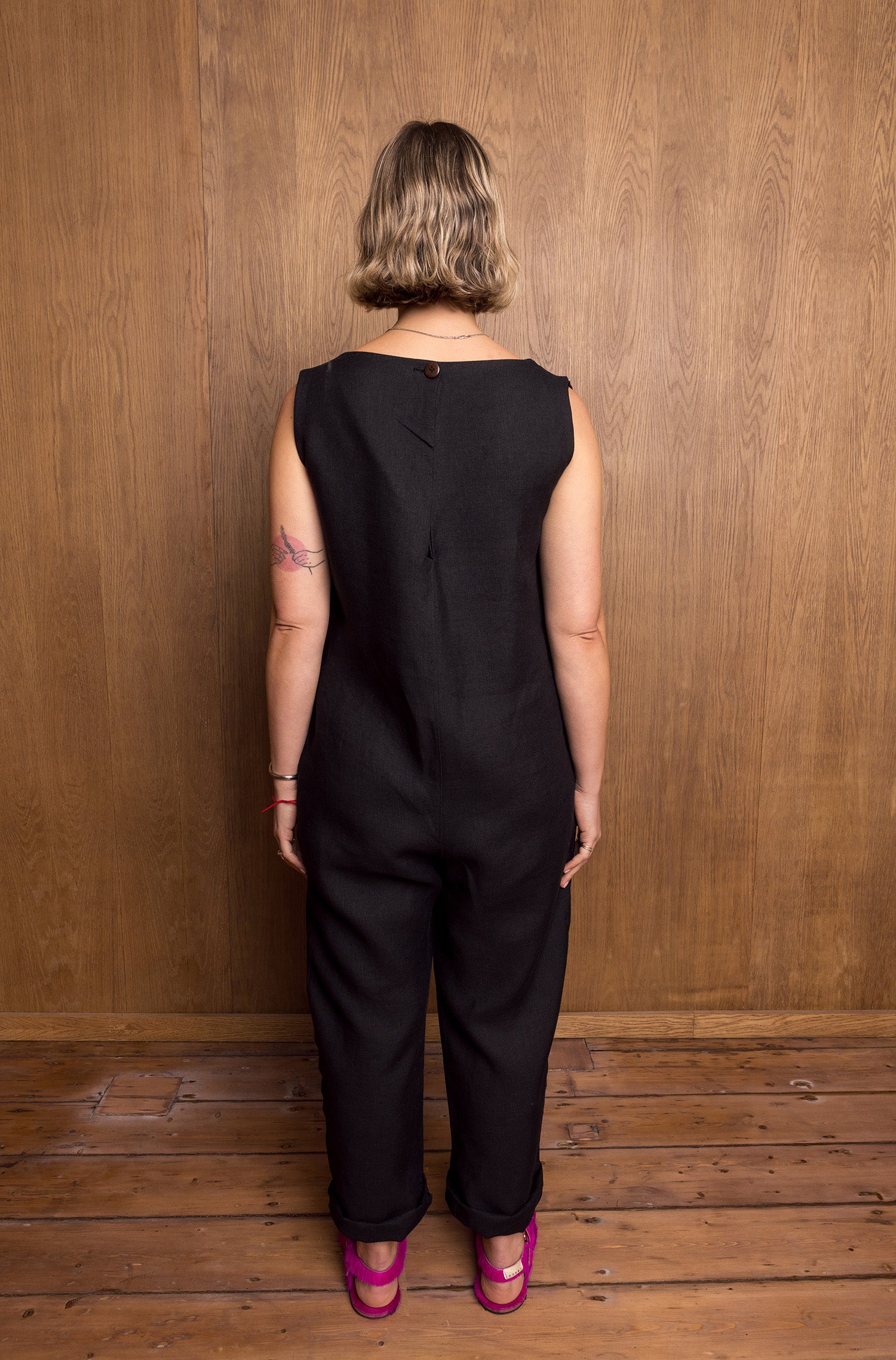 Manami Jumpsuit in Black Linen