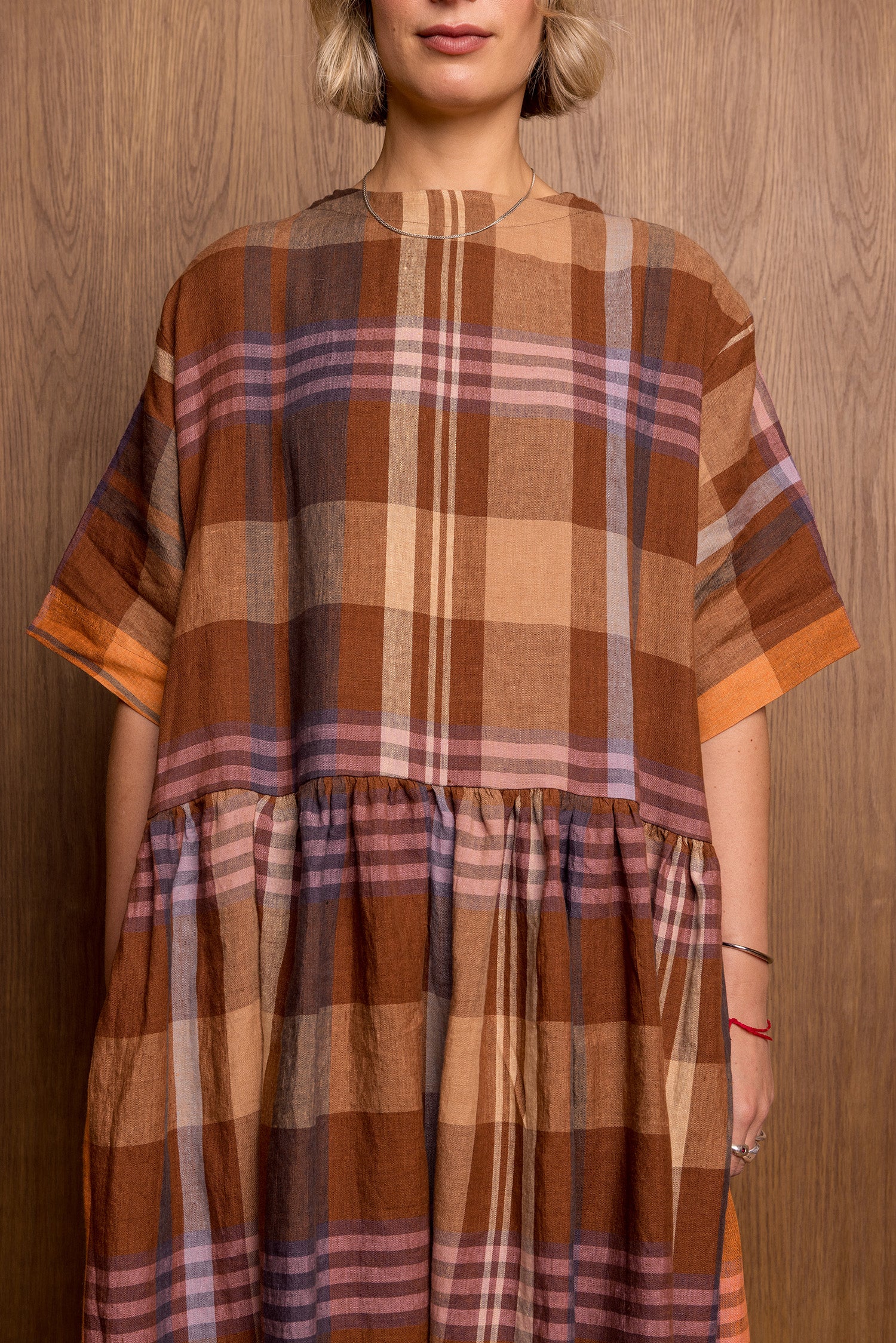 Hatsu Dress in Brown Check