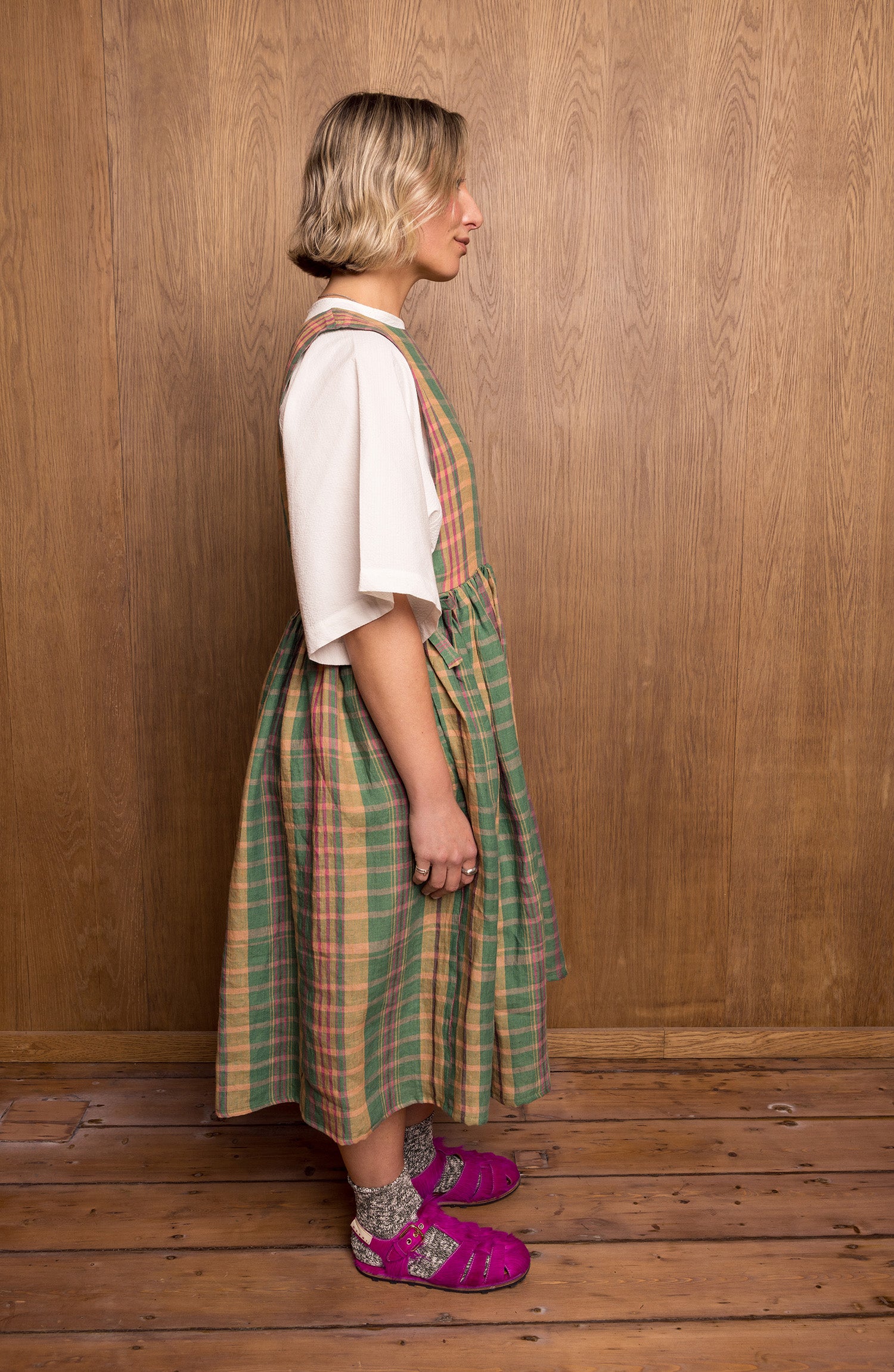 Pinafoa Dress in Green Check