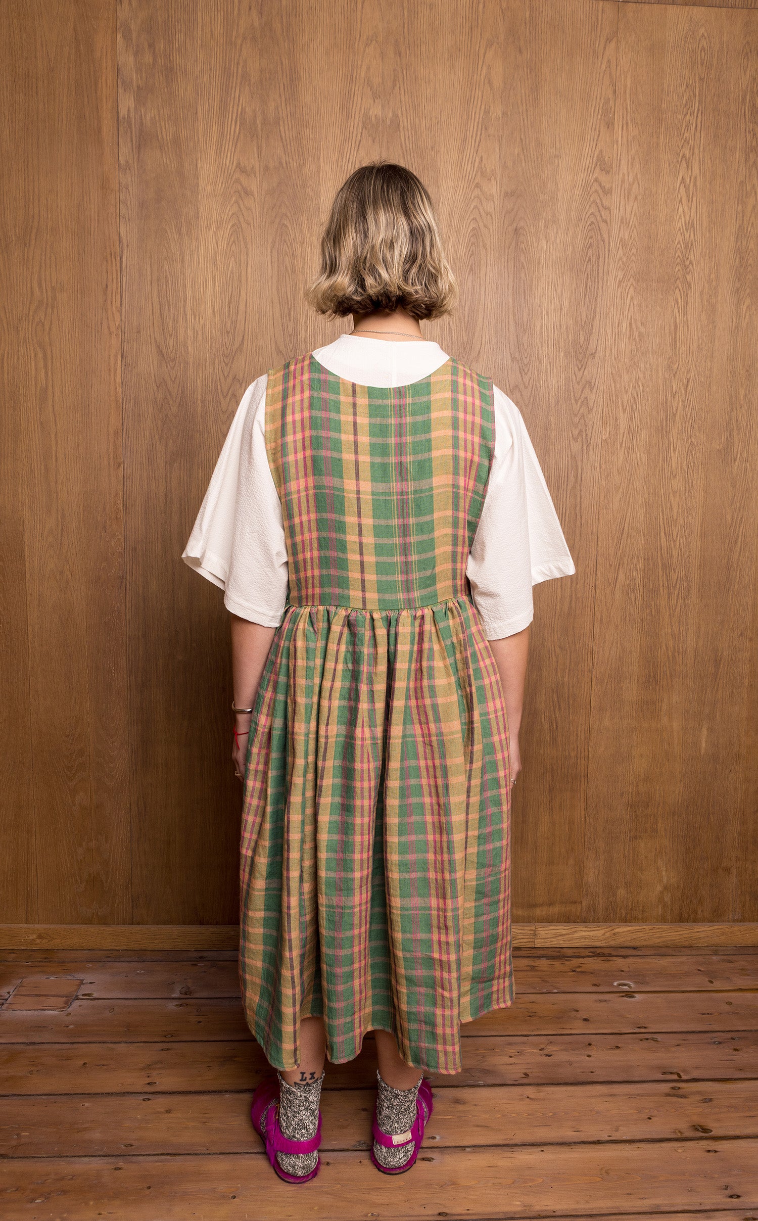 Pinafoa Dress in Green Check