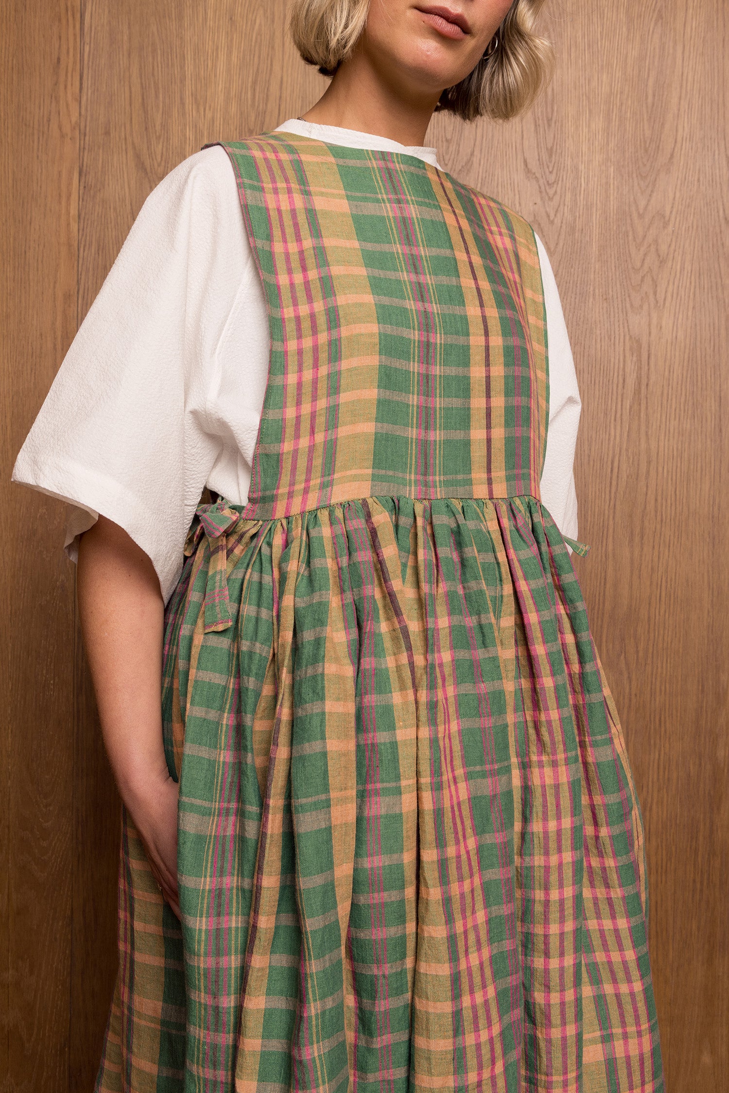 Pinafoa Dress in Green Check