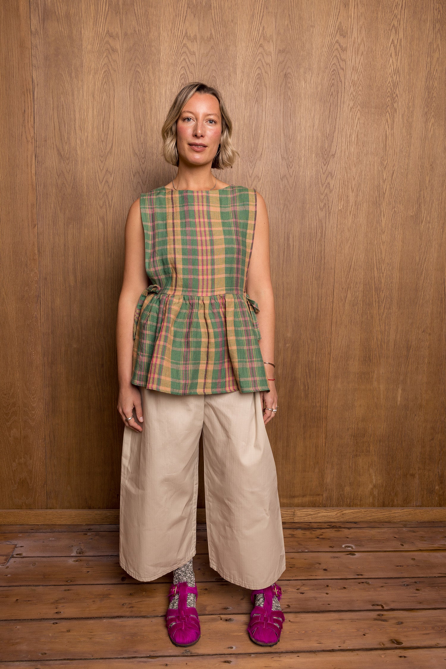 Pinafoa Vest in Green Check