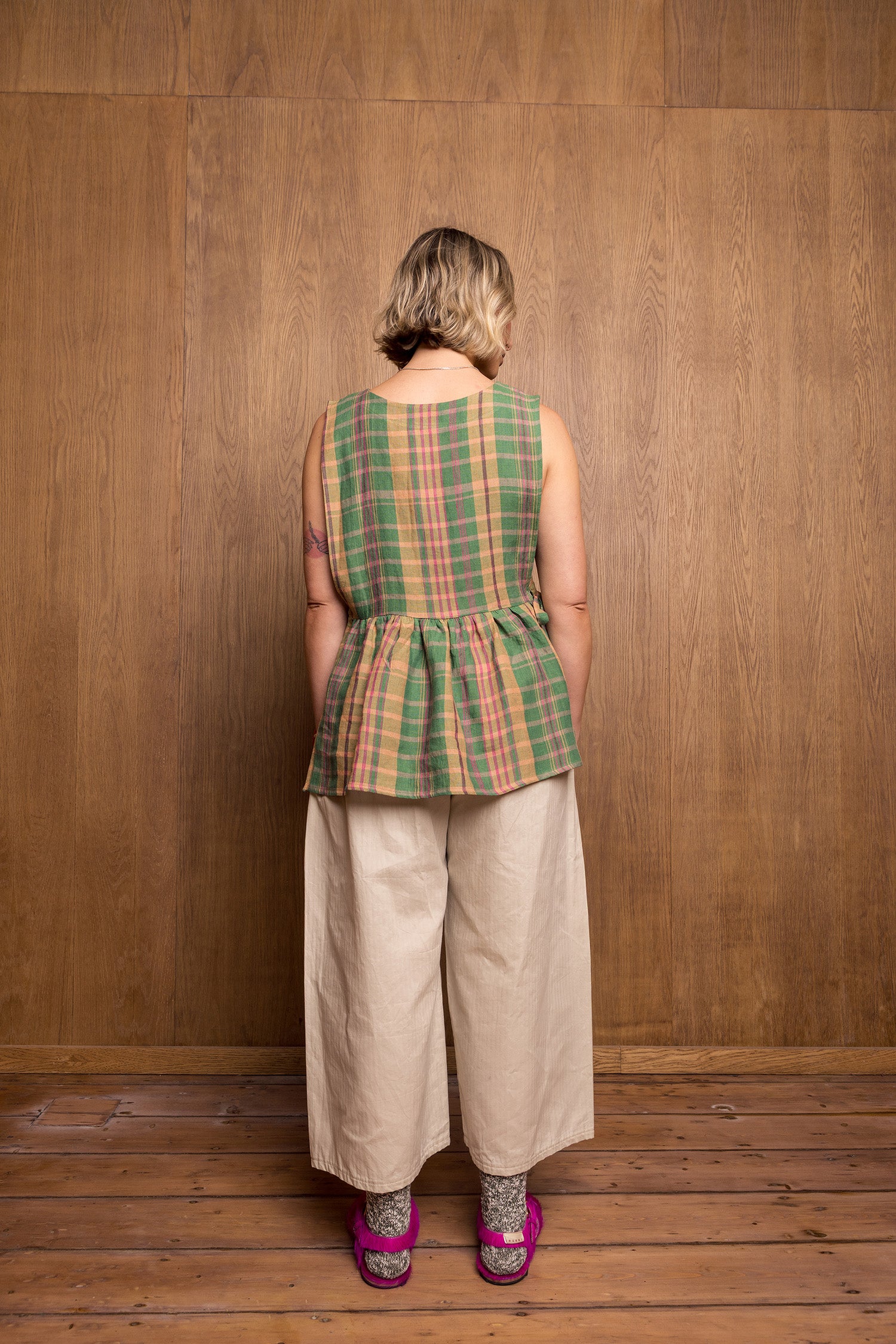 Pinafoa Vest in Green Check