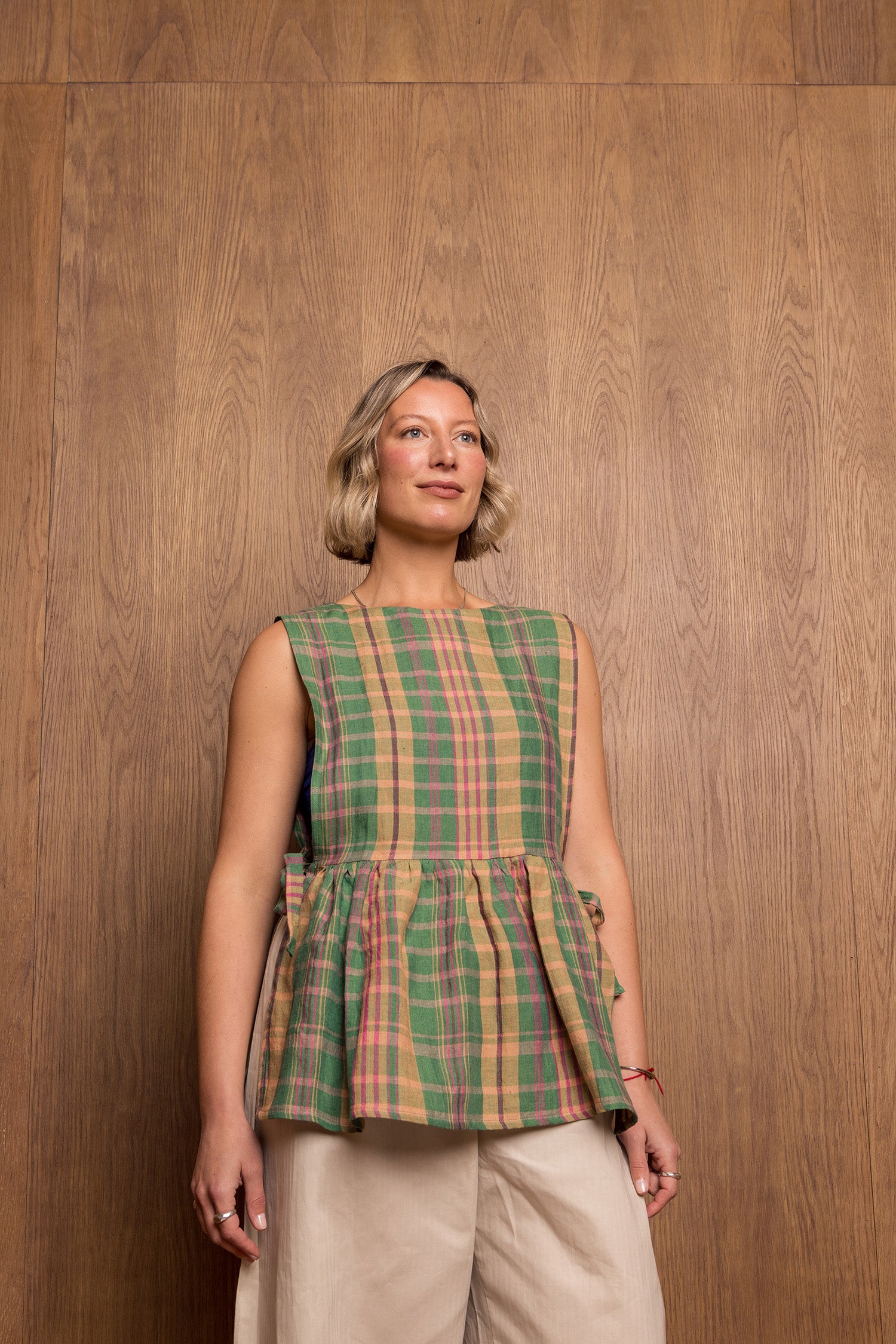 Pinafoa Vest in Green Check