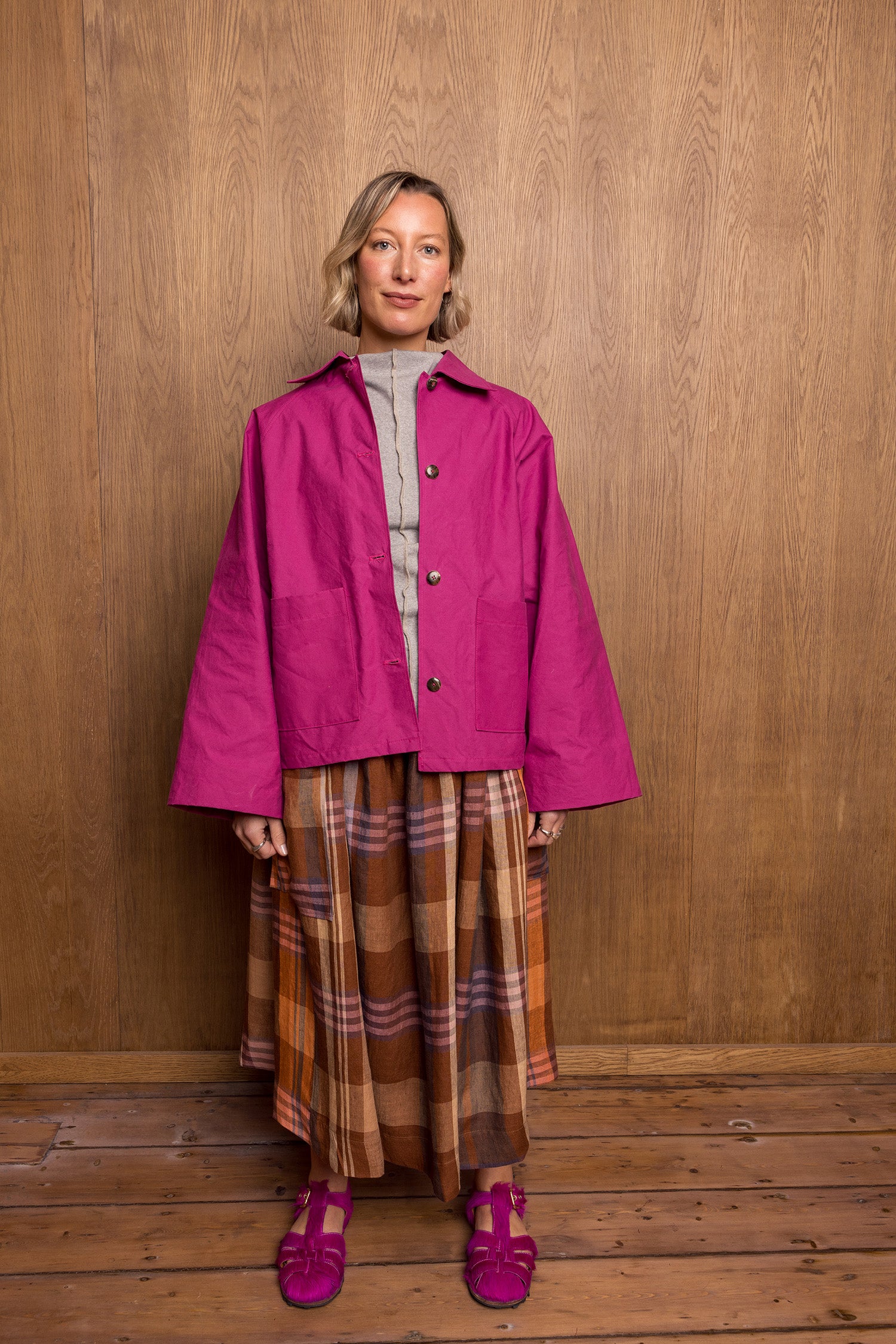 Yūtiriti Skirt in Brown Check