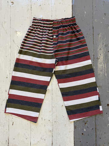 Raglan Pyjama Bottoms in Contrast Multi Red Stripe