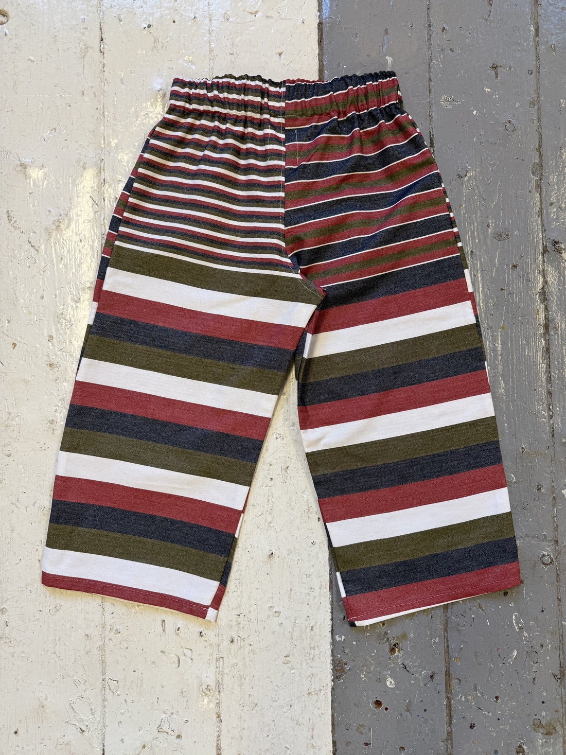 Raglan Pyjama Bottoms in Contrast Multi Red Stripe