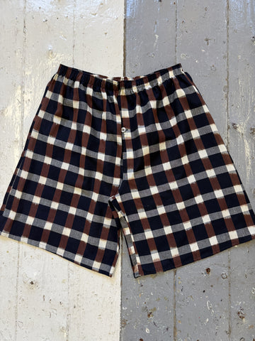 Ikat Pyjama Shorts in Black/Brown