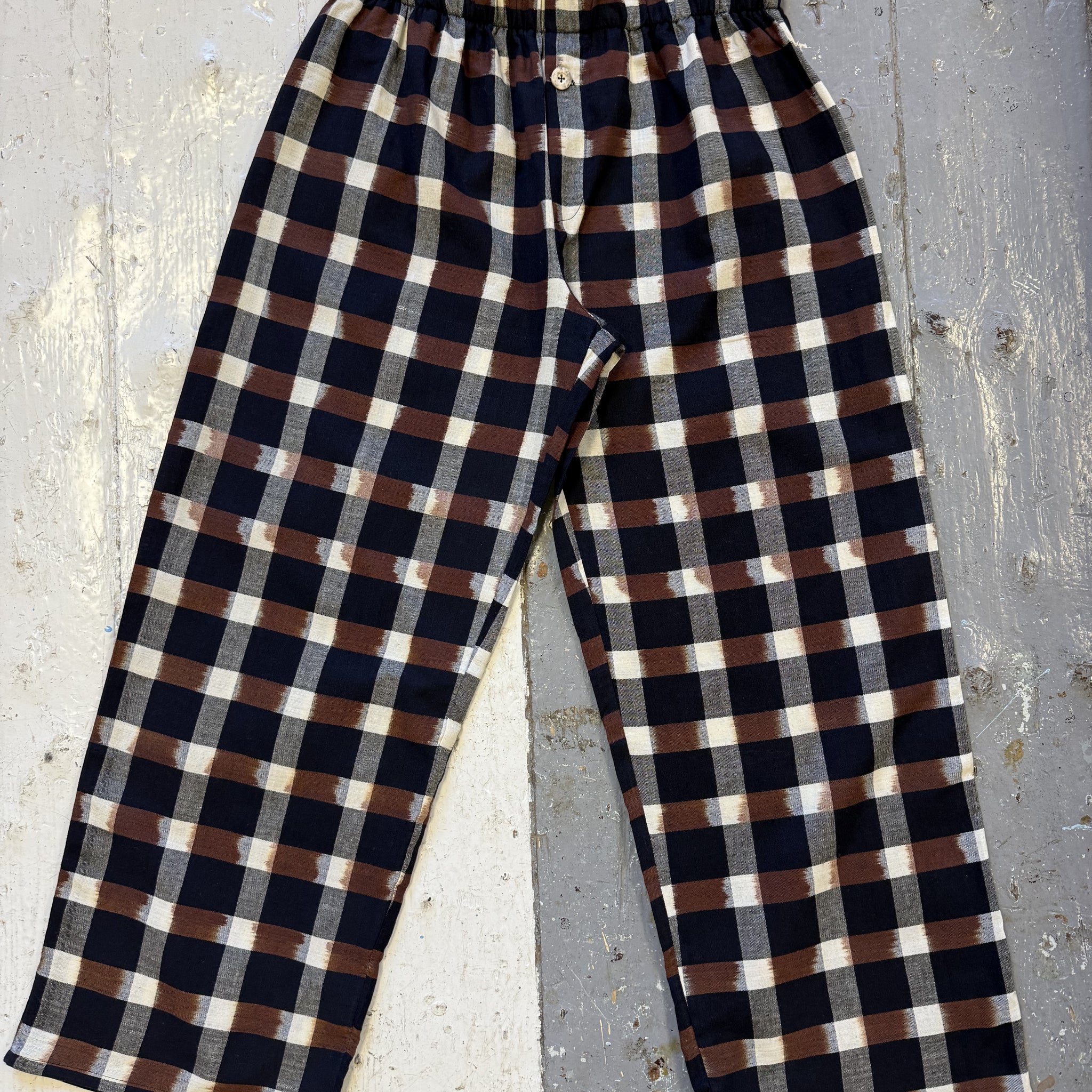 Ikat Pyjama Bottoms in Black/Brown