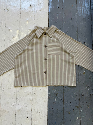 Raglan Pyjama Shirt in Brown Stripe