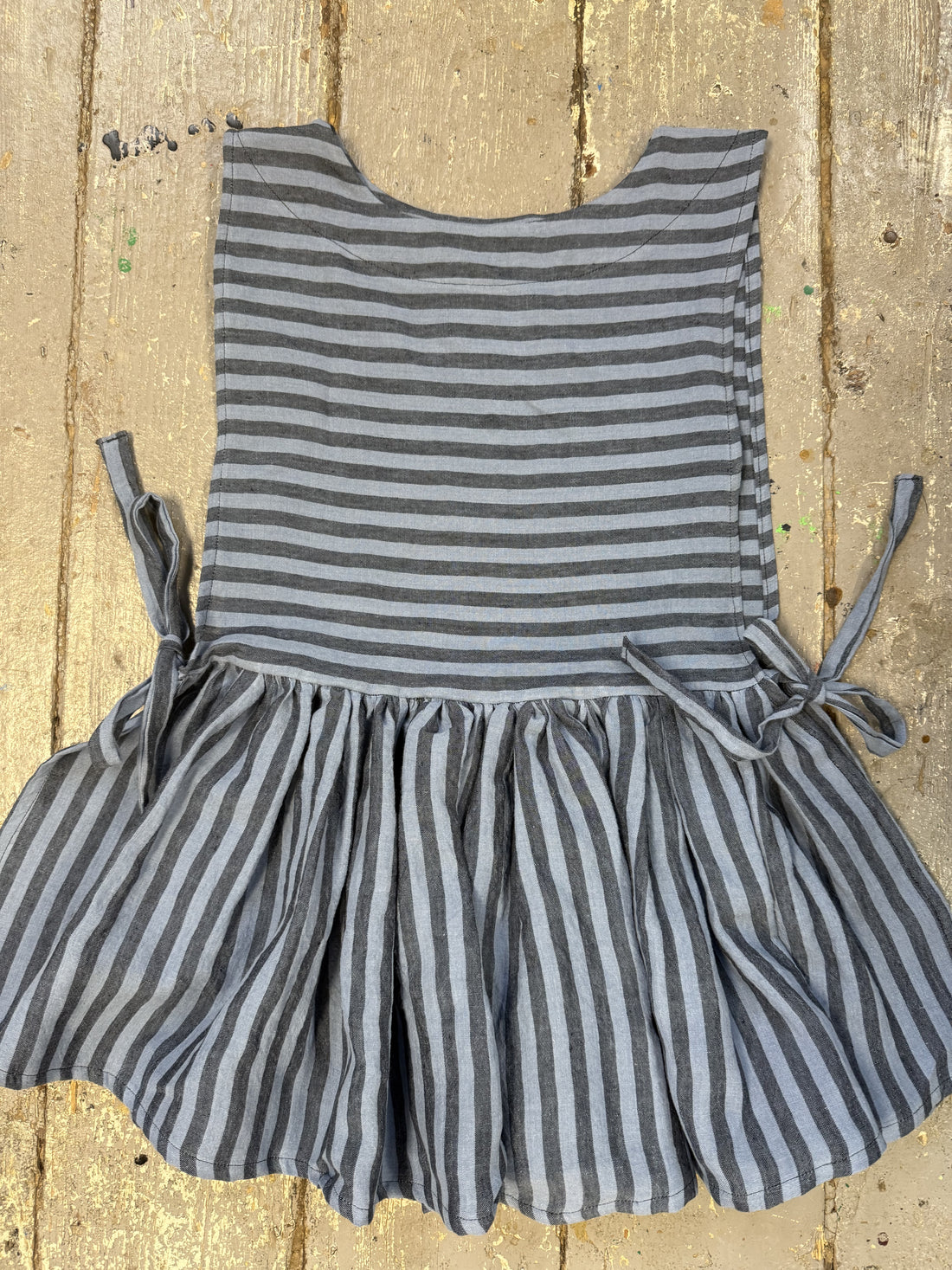 Pinafore Vest in Blue Stripe Irish Linen