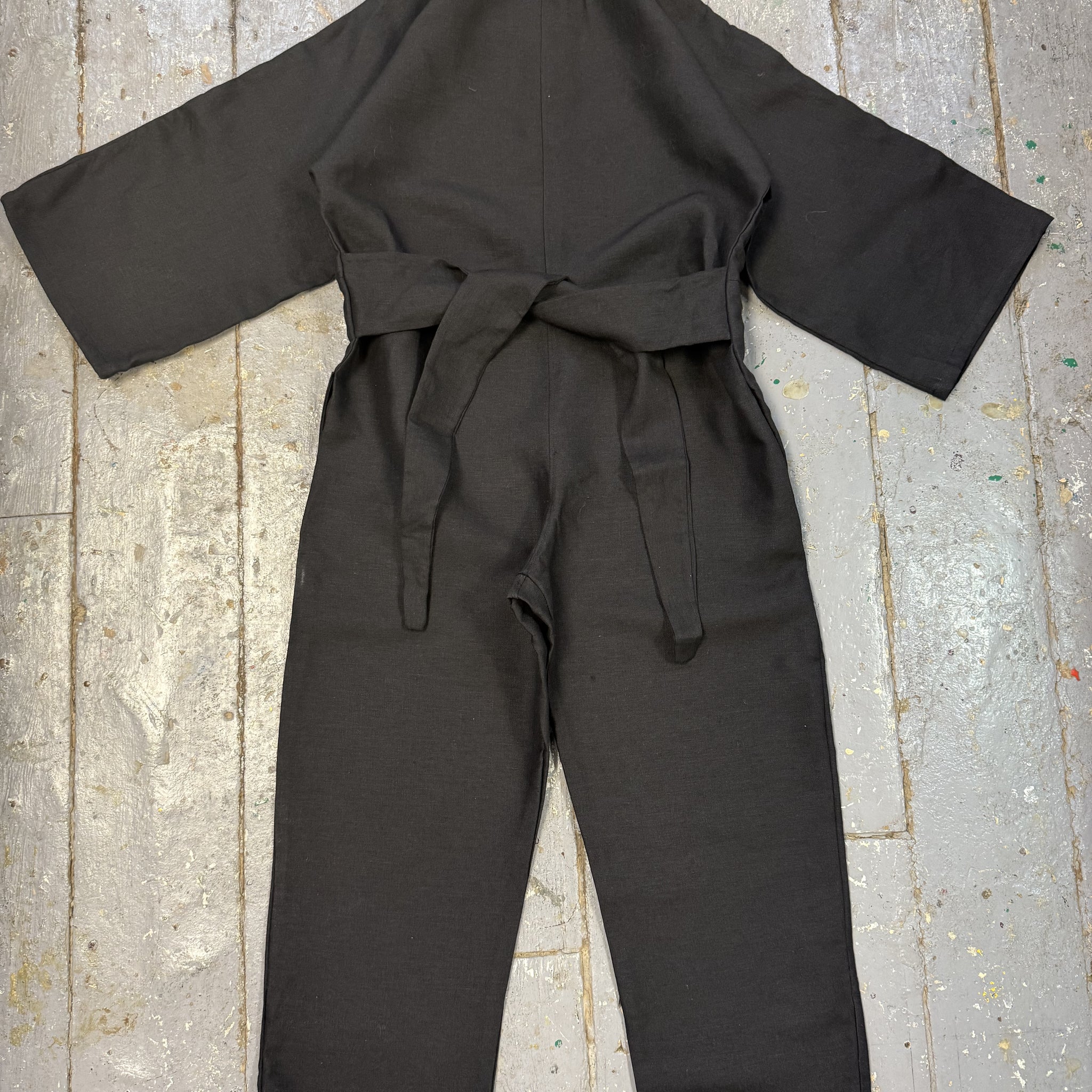 Monosuitsu Jumpsuit in Black Linen