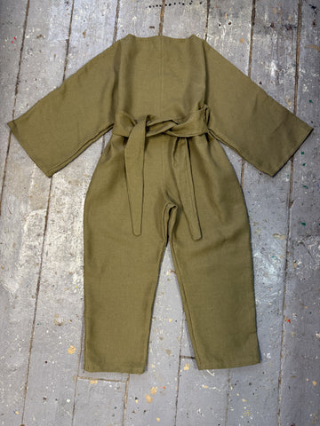 Monosuitsu Jumpsuit in Khaki Linen