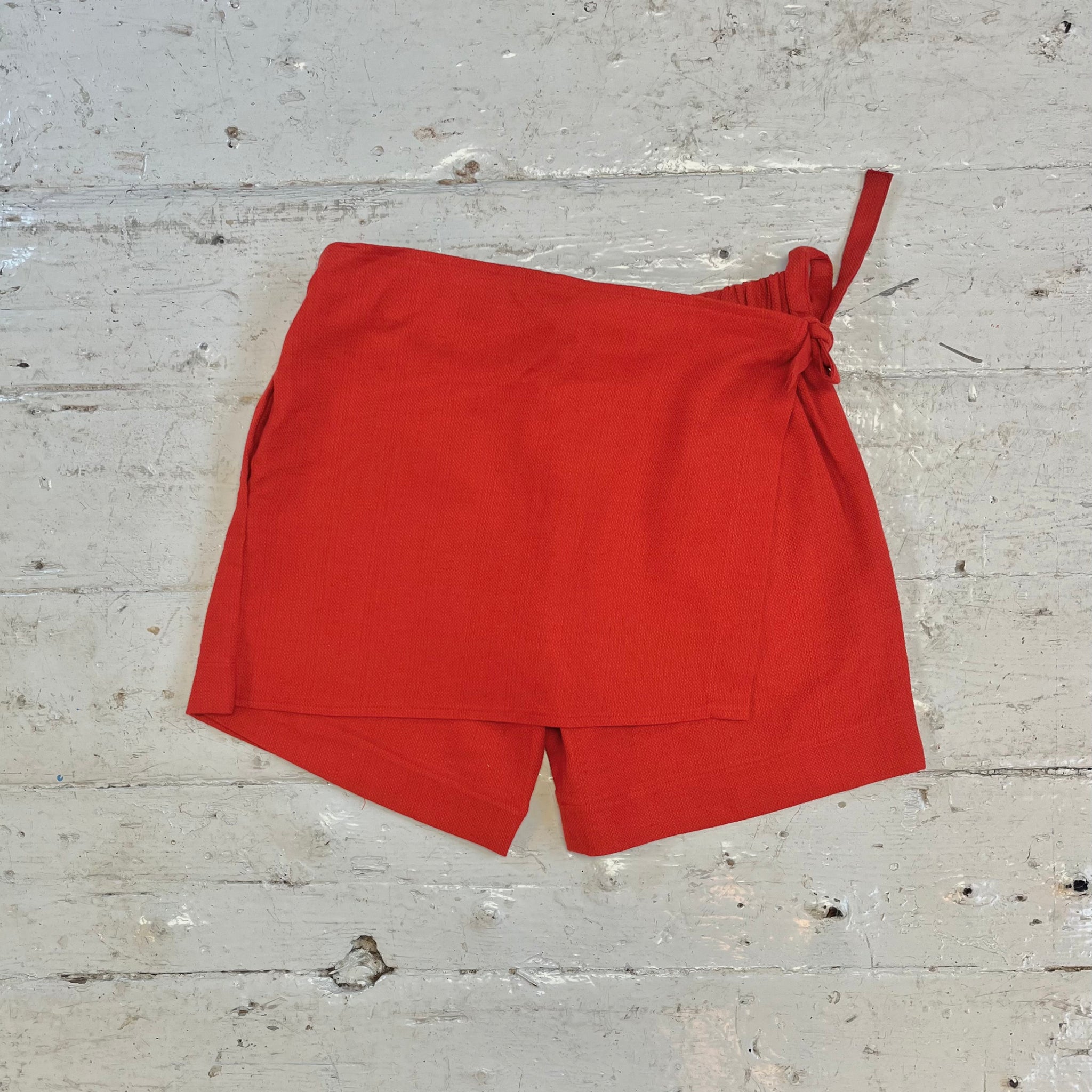 Red Wrap Shorts in Japanese Cotton