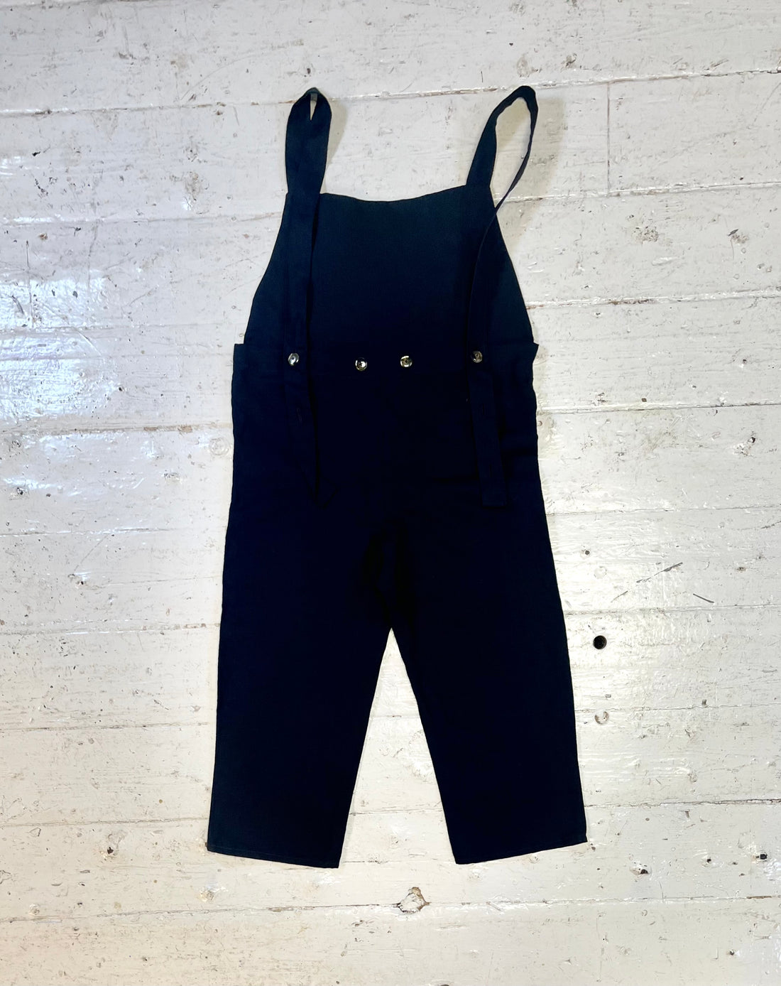 Black Linen Overalls in M-L