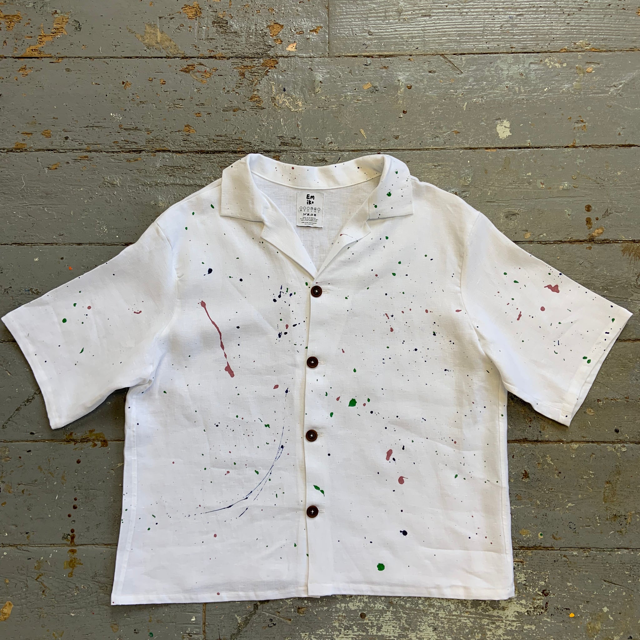 One-Off Linen Splatter Edo Shirt (L-XL)