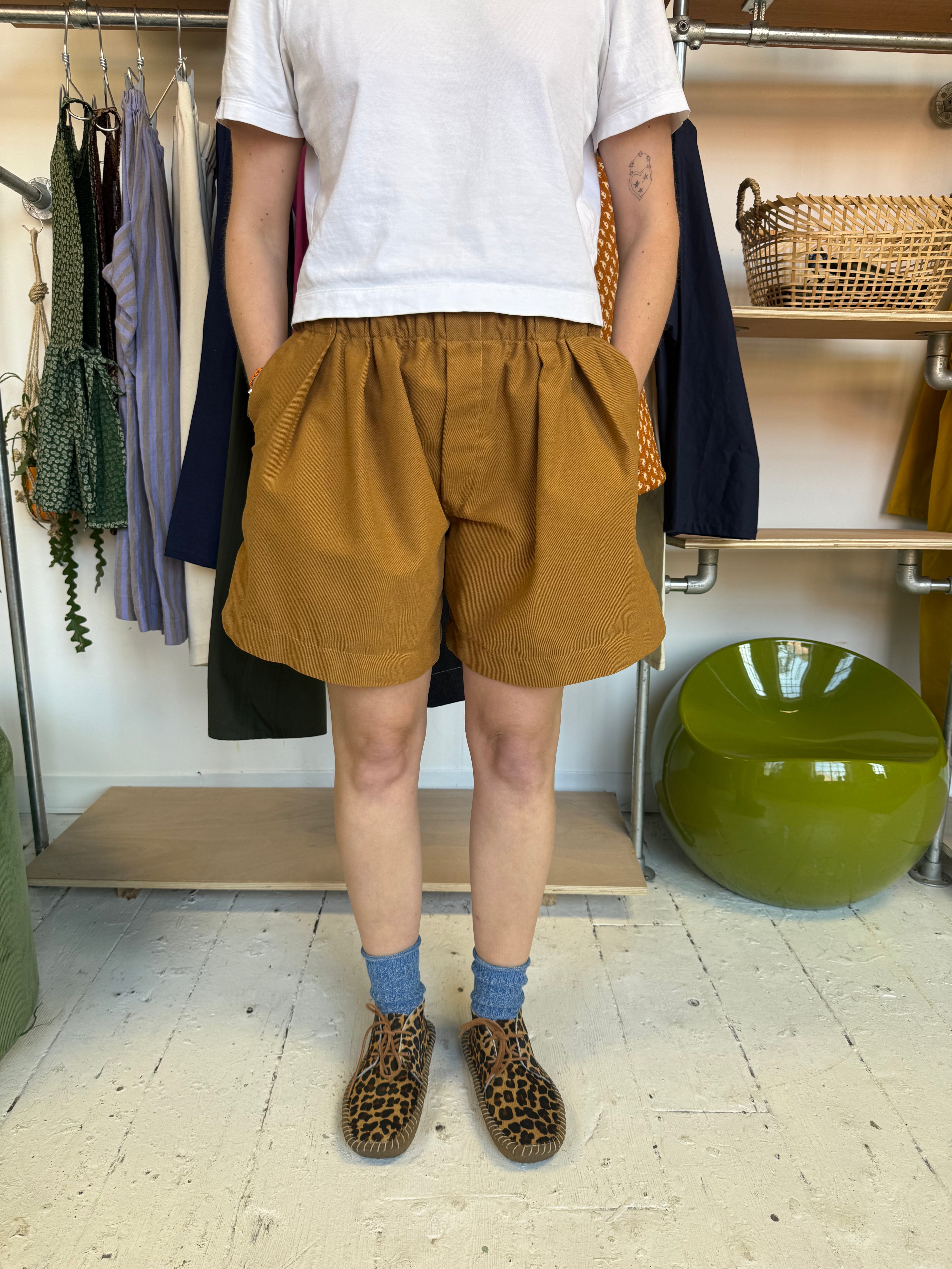 One-Off Tan Twill Shorts (S-M)